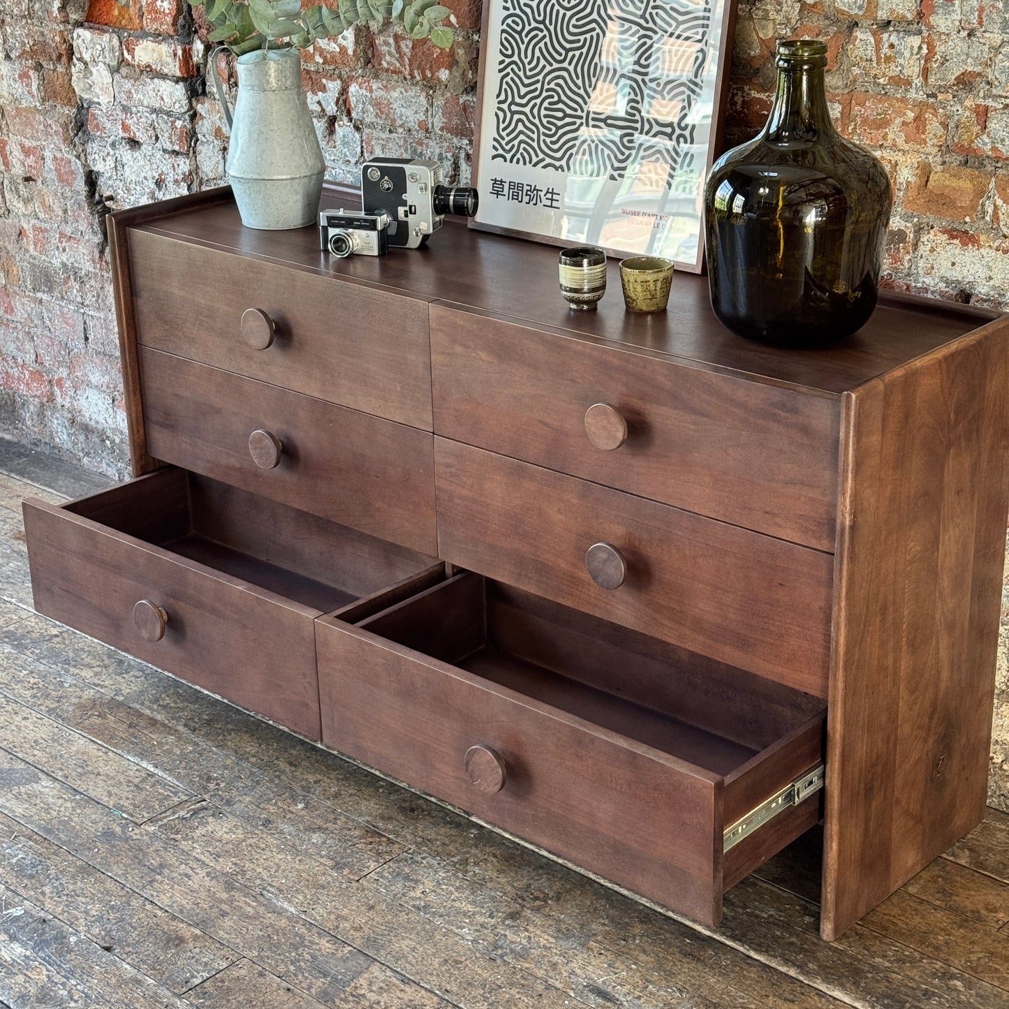 Helena Solid Mango Wood Chest of Drawers in Walnut