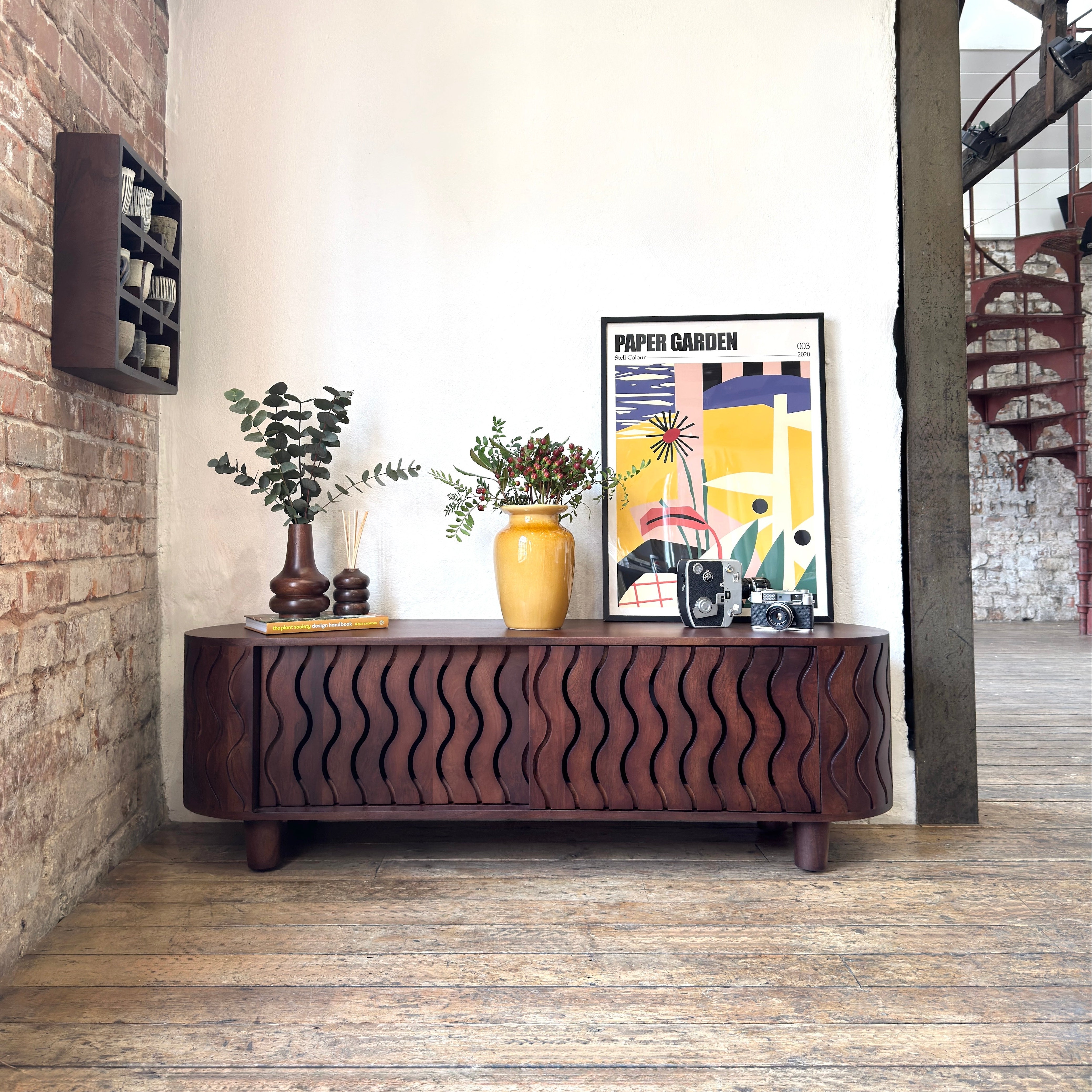 Kiyana Solid Mango Wood TV Stand Brown (150cm)