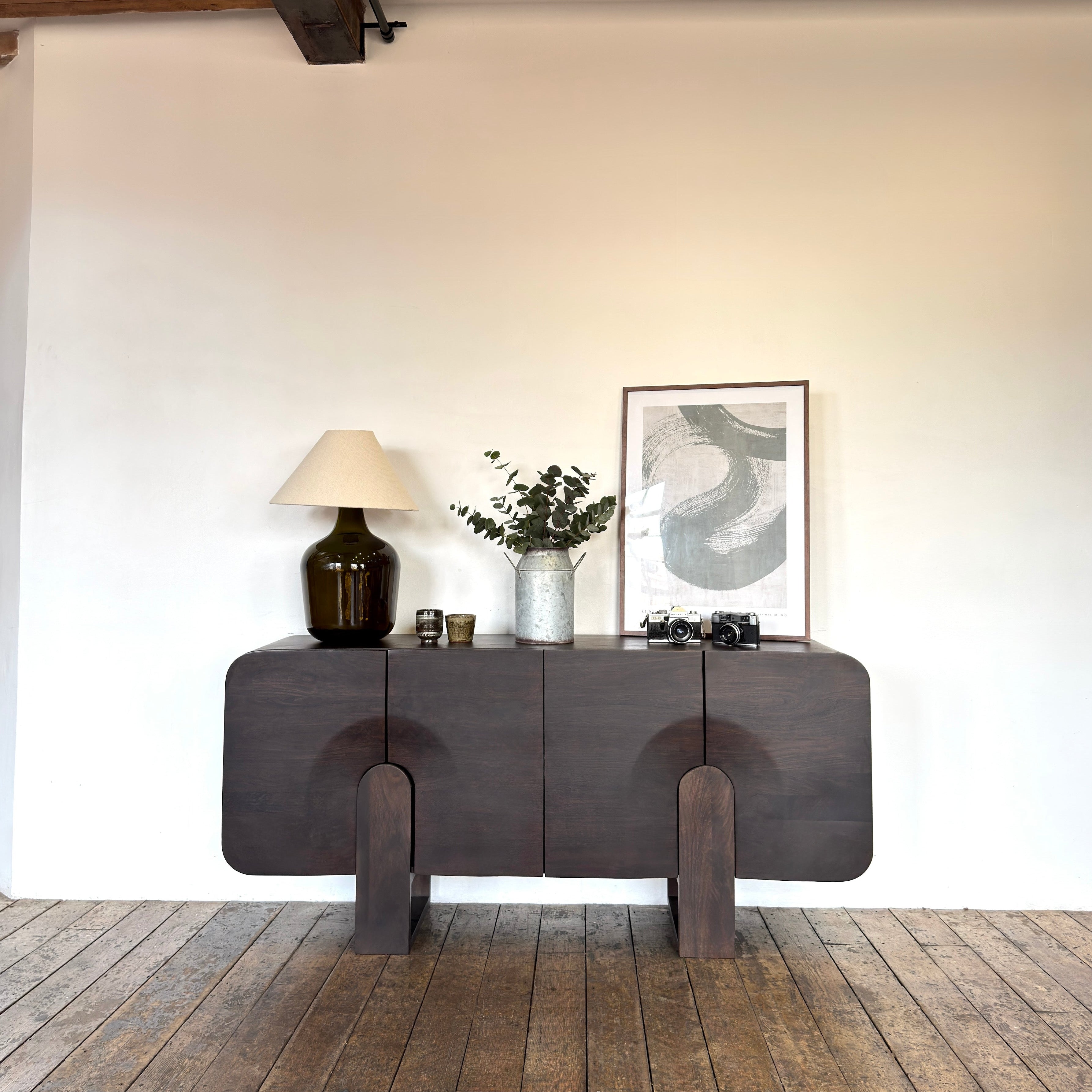 Como Solid Acacia Wood Large Sideboard Espresso Walnut