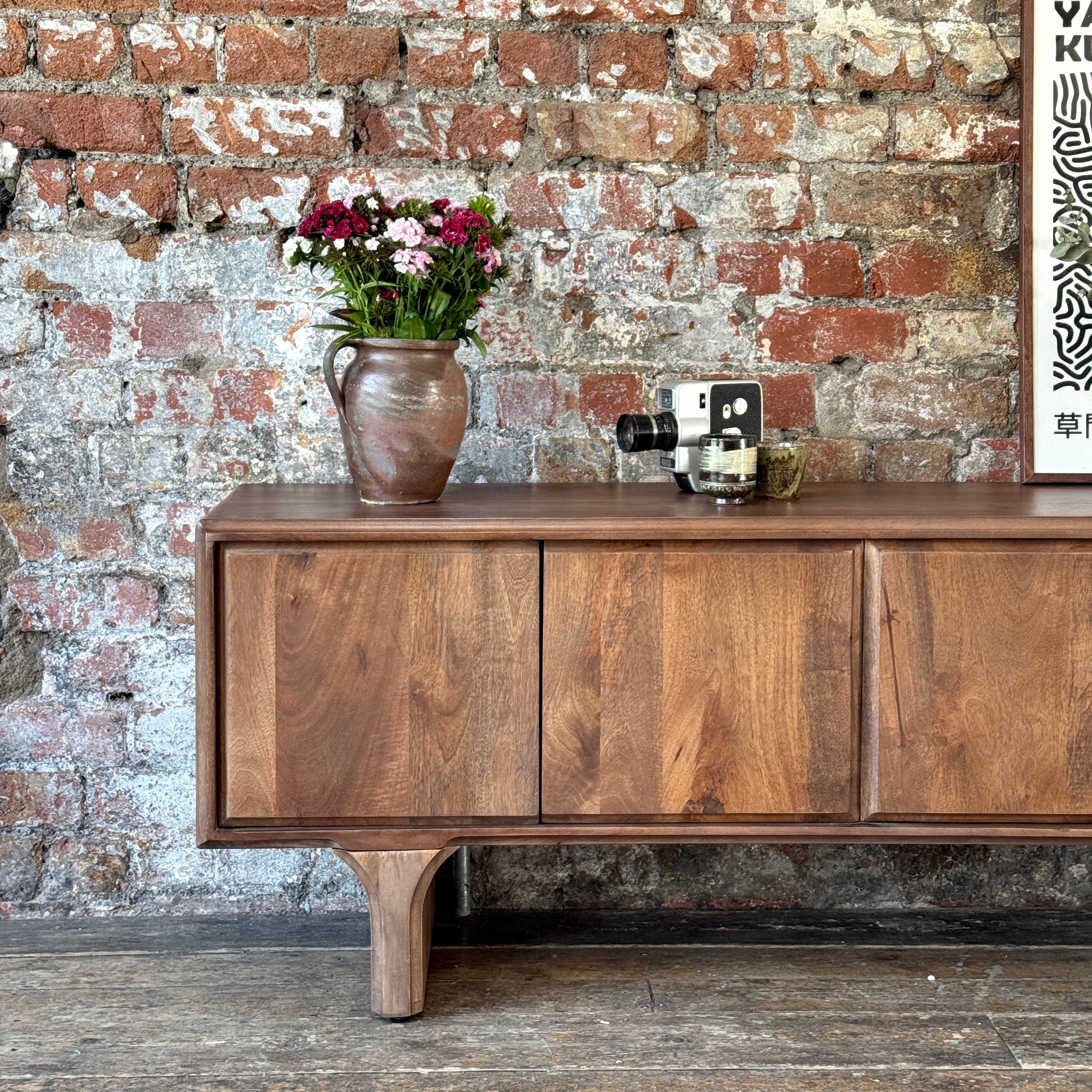 Milo Solid Mango Wood 4 Door TV Unit in Walnut (2 Sizes)