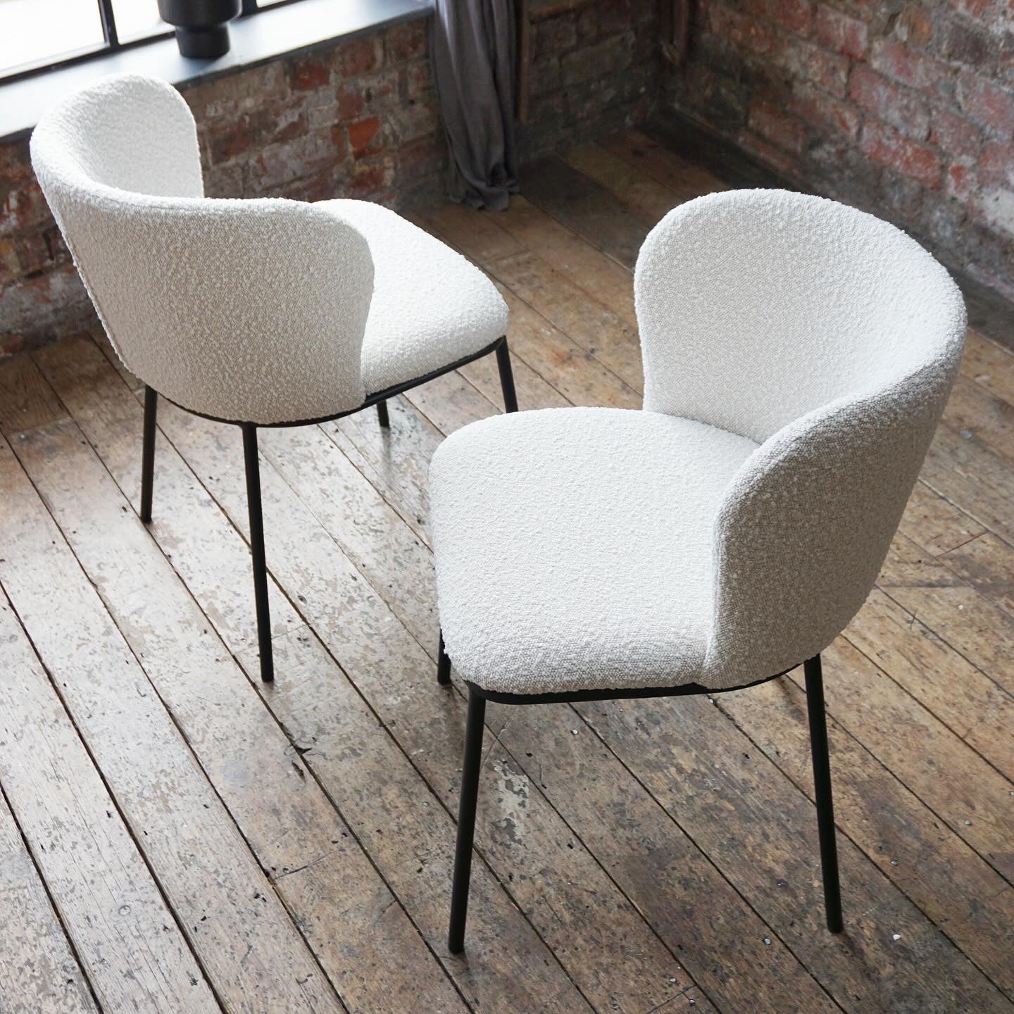Mila Dining Chairs in Cream Boucle (2pk)