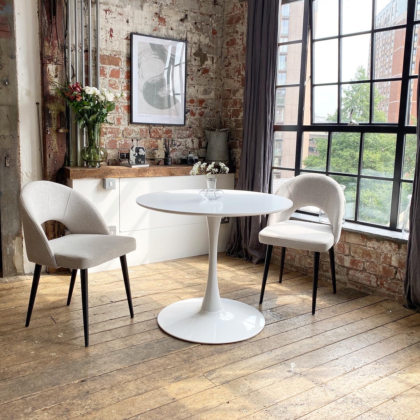 Bella Dining Set with 2 or 4 Bella Dining Chairs in Stone Beige