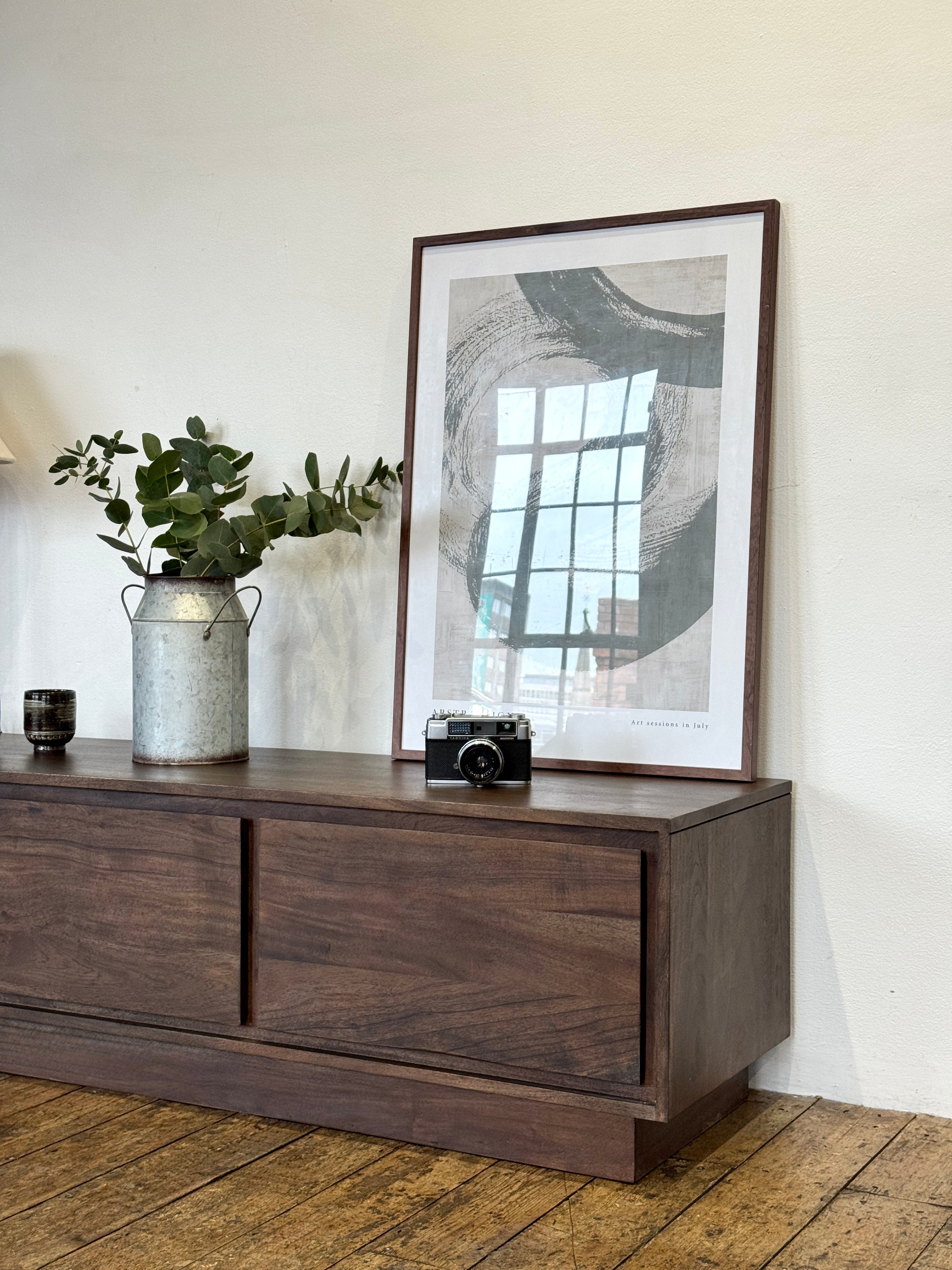 Kawa Solid Acacia Wood 3 Door TV Unit Dark Brown (160cm)