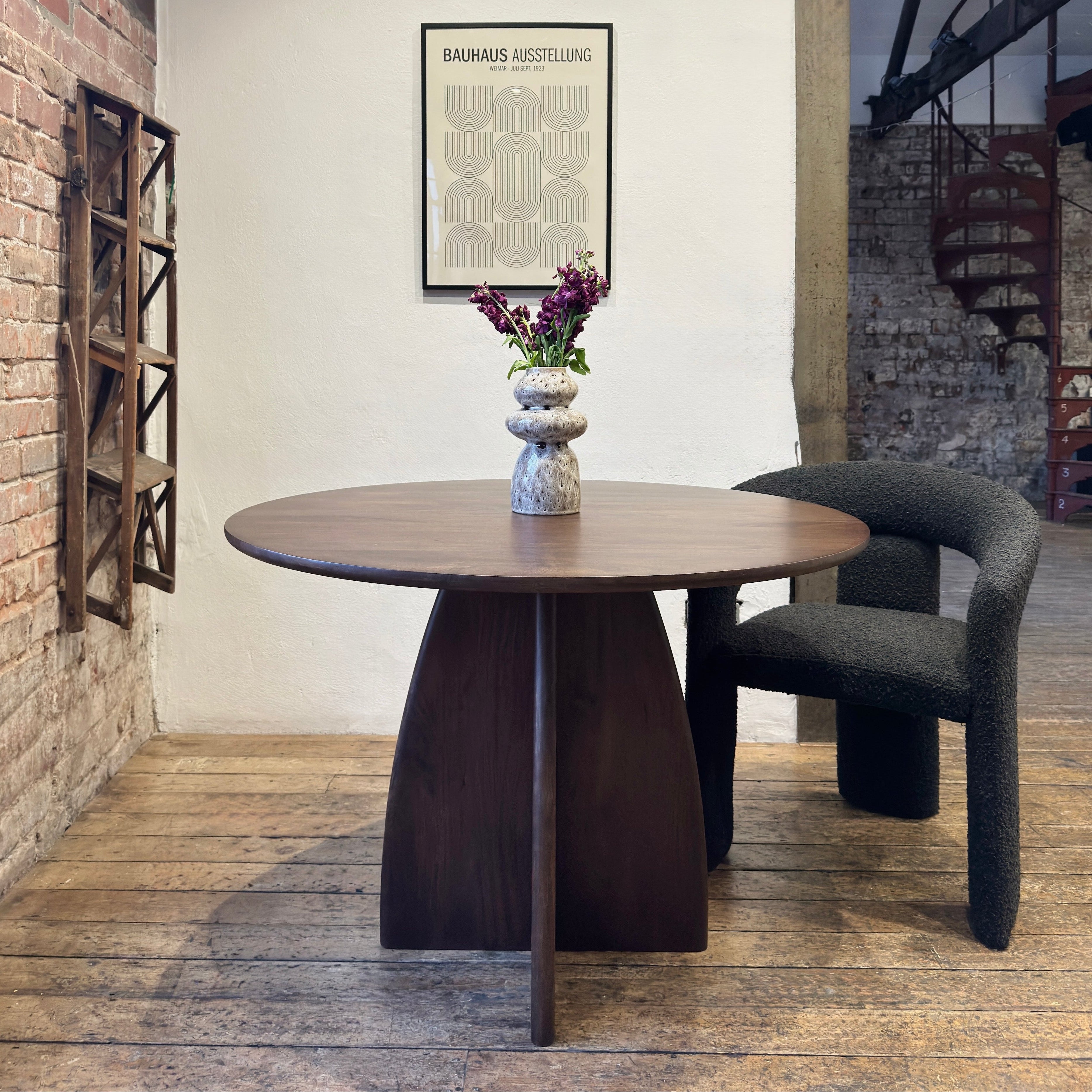 Sora Round Solid Mango Wood Dining Table Walnut (2 Sizes)