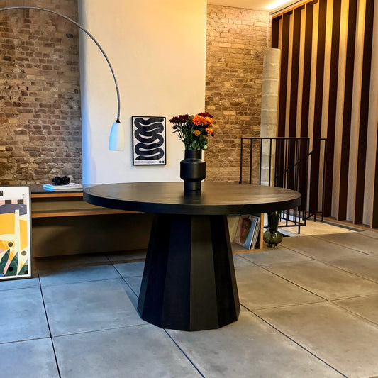 Prisma Round Solid Mindi Wood Dining Table Black (3 Sizes)