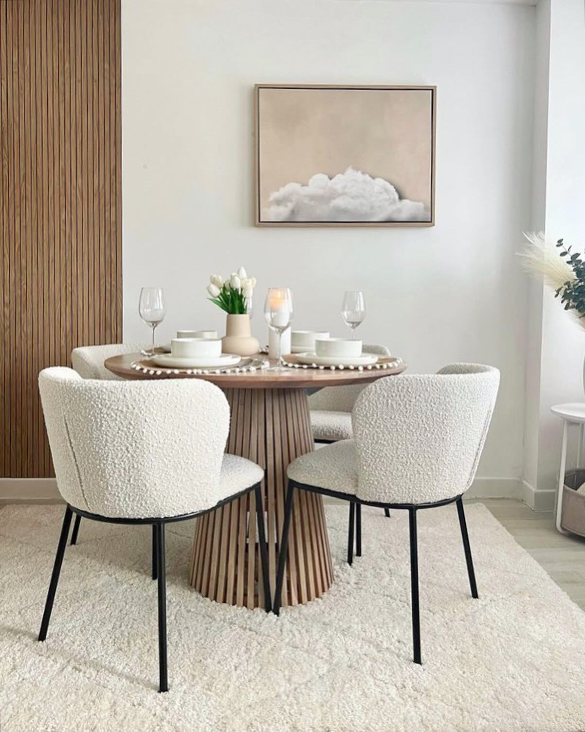 Mila Dining Chairs in Cream Boucle (2pk)