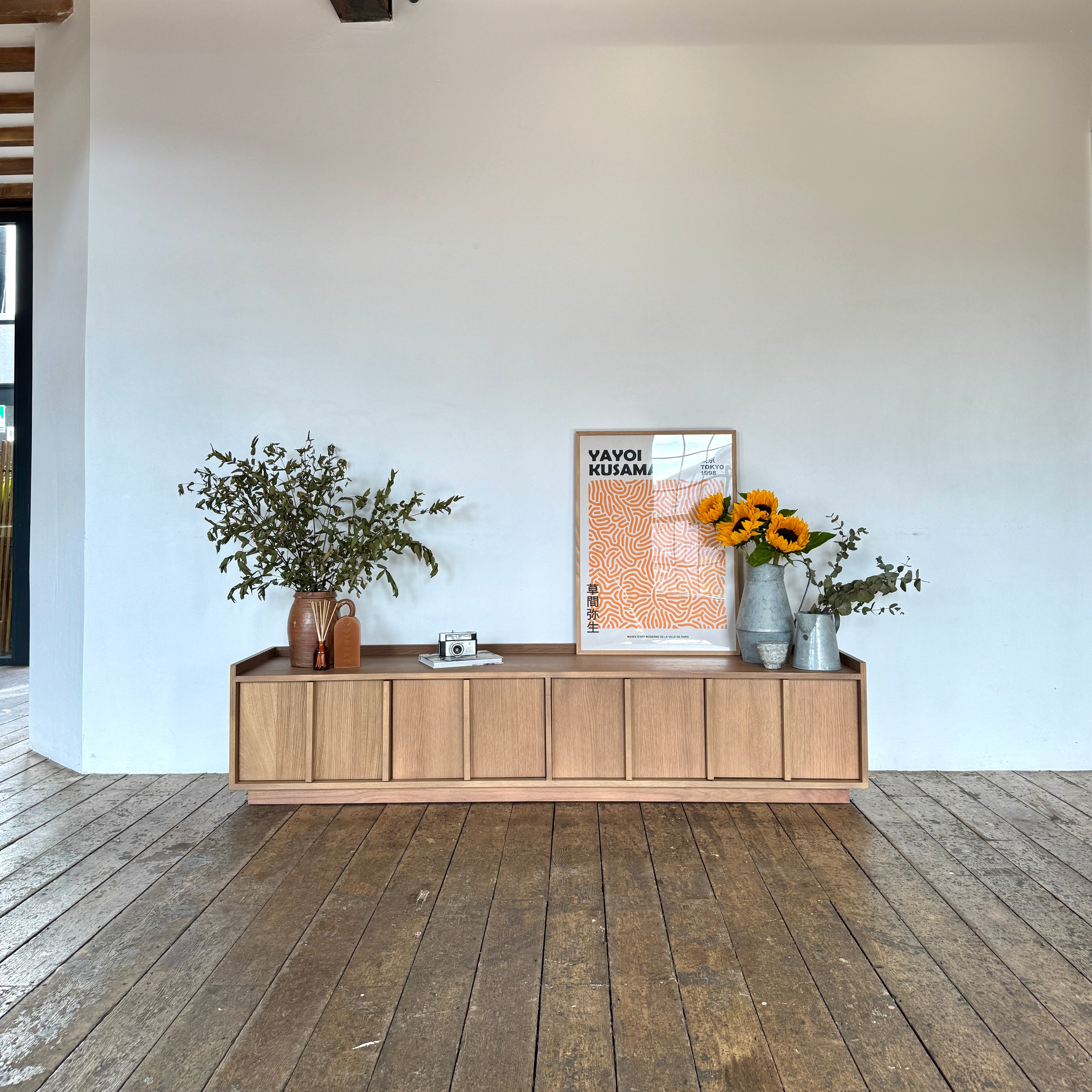 Kyoto Large 4 Door TV Stand in Natural Smoked Oak (180cm)