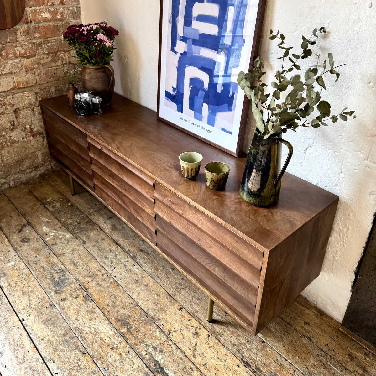 Daria Solid Mango Wood TV Stand Walnut