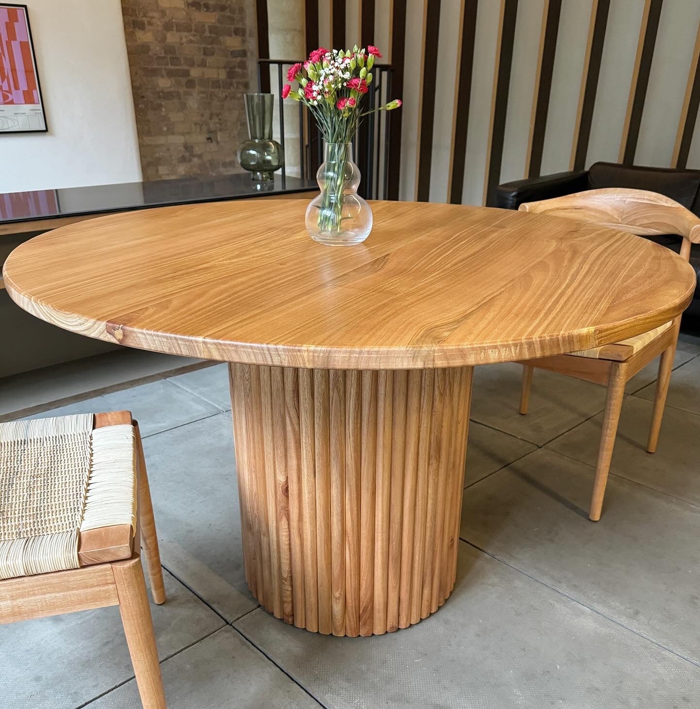 Cruz Round Solid Mindi Wood Dining Table Natural (2 Sizes)