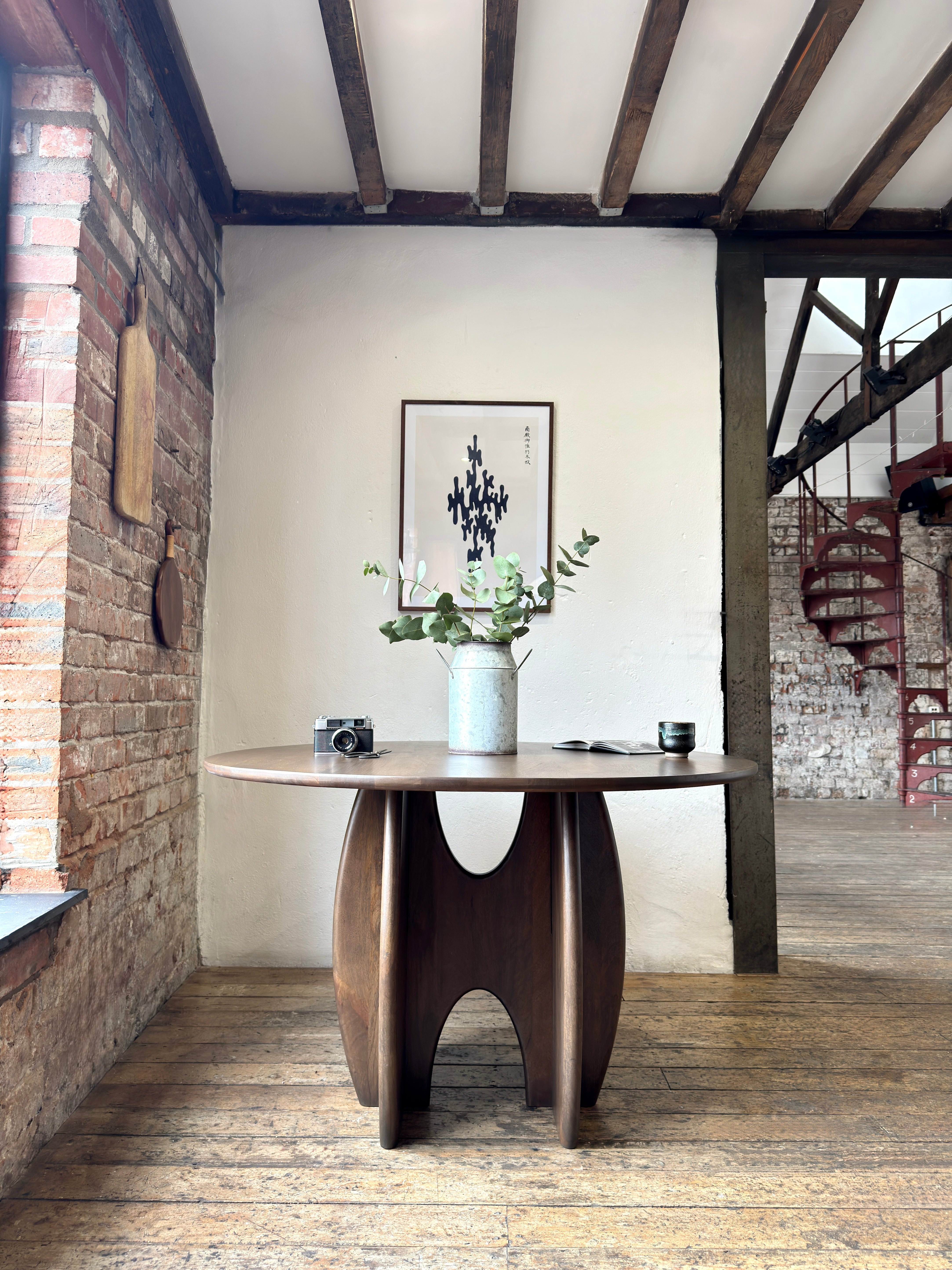 Rina Round Solid Mango Wood Dining Table Brown