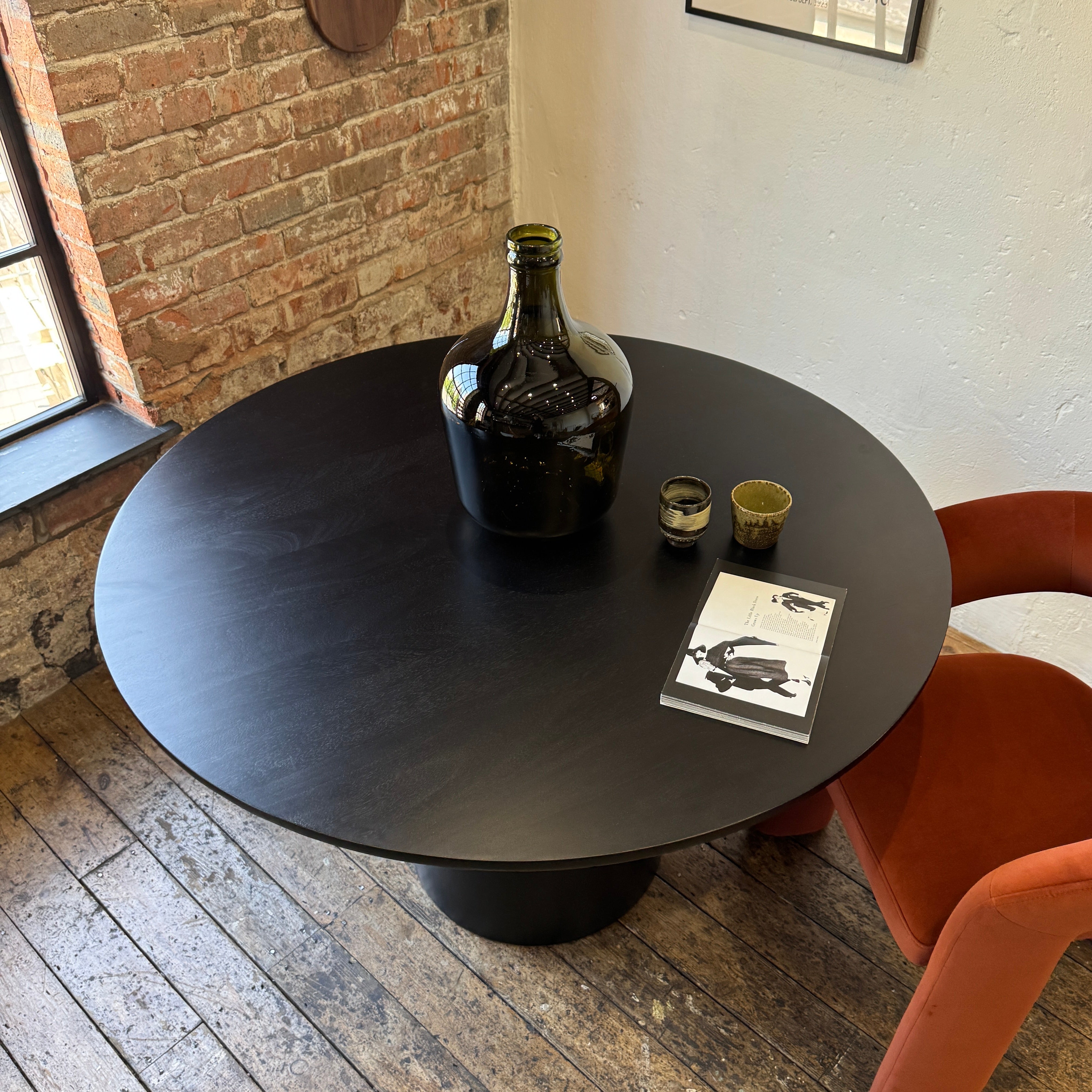 Cora Round Solid Mango Wood Dining Table in Black (2 Sizes)