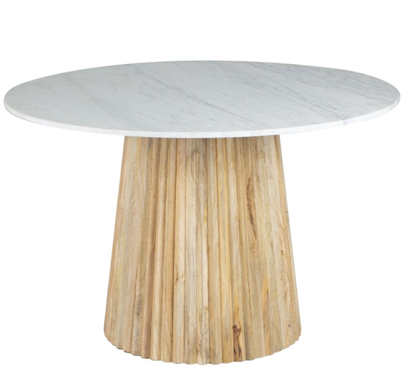 Freya Round Solid Marble & Mango Wood Dining Table Natural