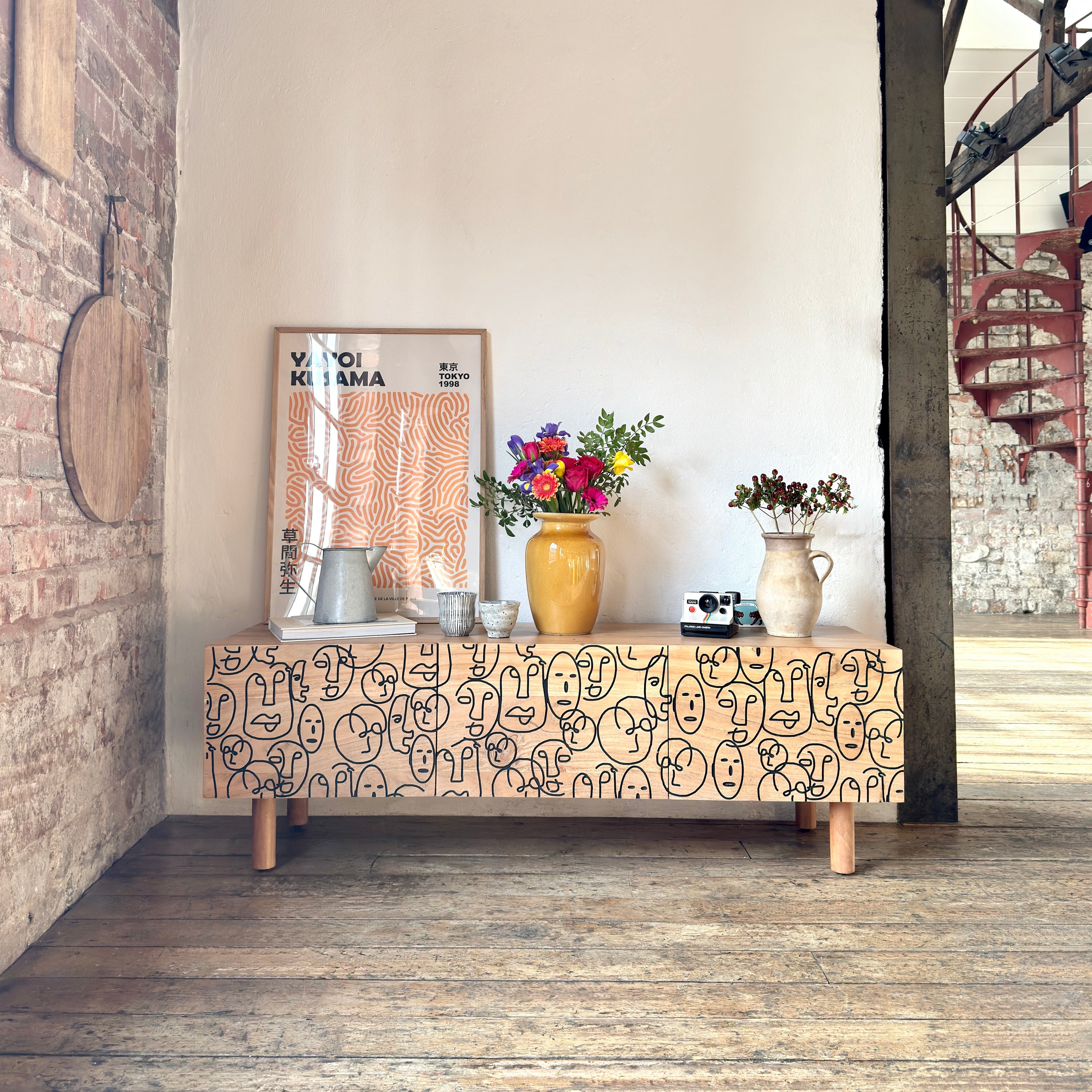 Faces Solid Acacia Wood Small TV Stand (140cm)