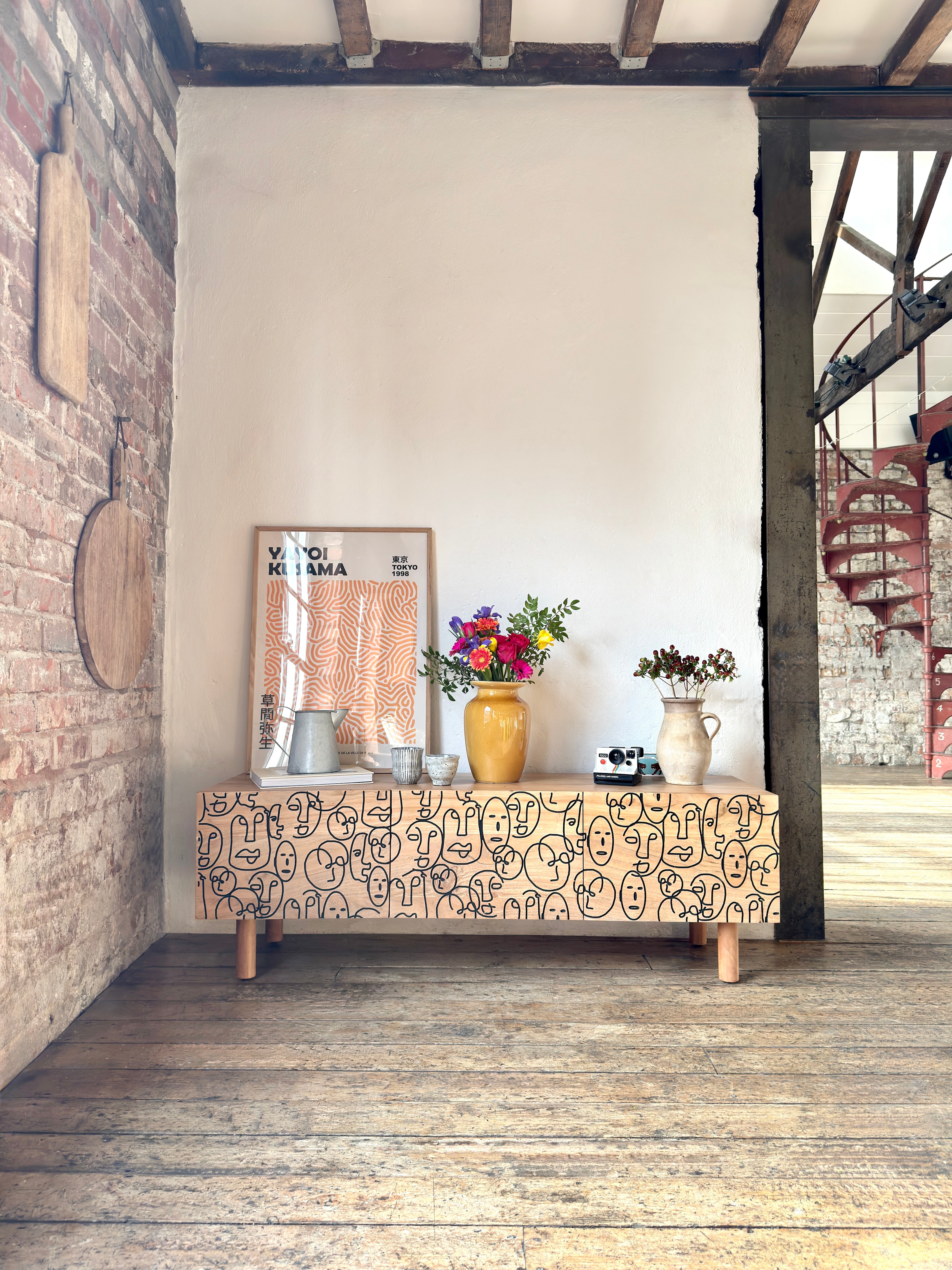 Faces Solid Acacia Wood Small TV Stand (140cm)