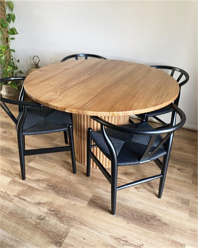 Cruz Round Solid Mindi Wood Dining Table Natural (2 Sizes)