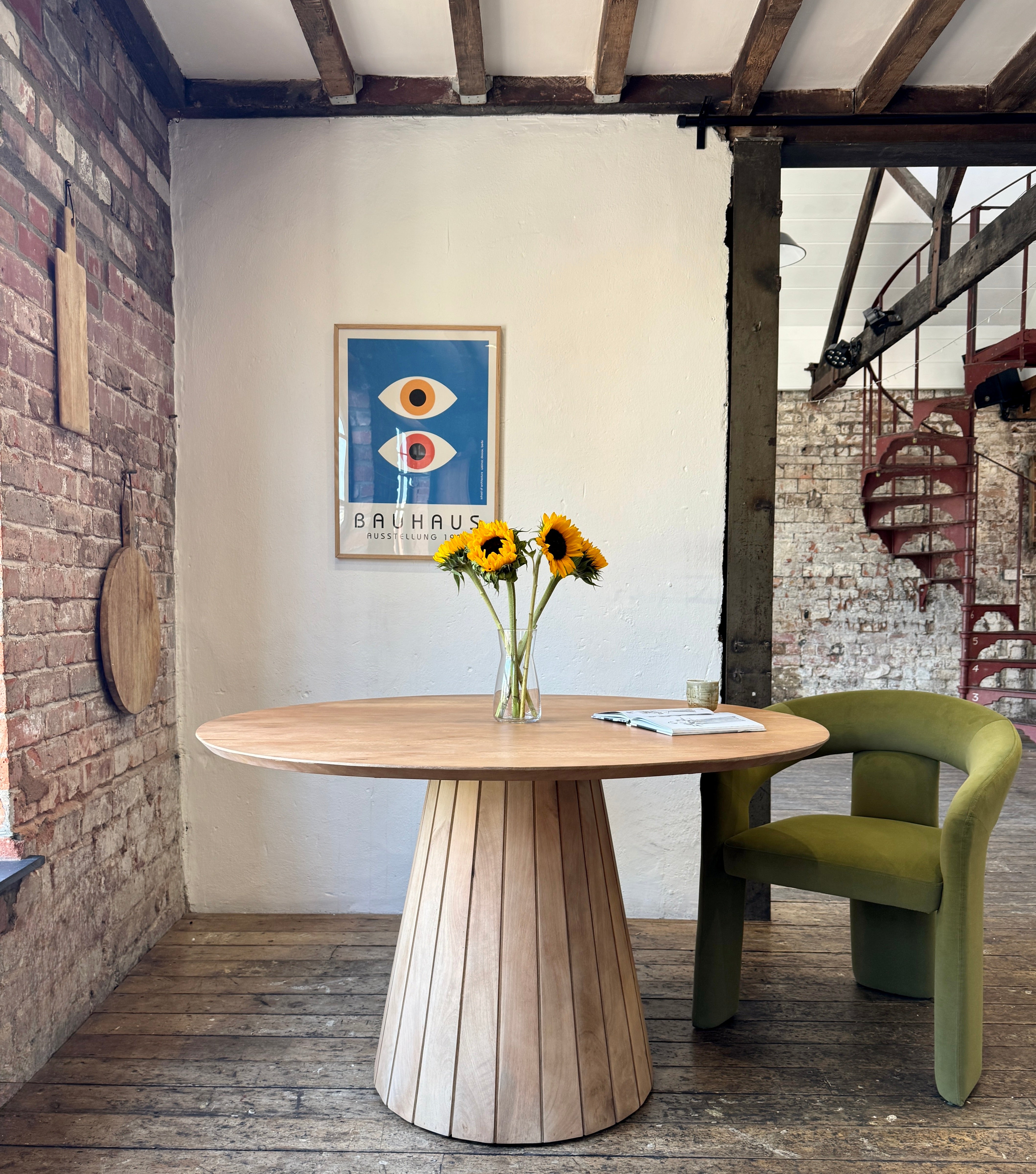 Gia Round Solid Mango Wood Dining Table Light Brown (3 Sizes)