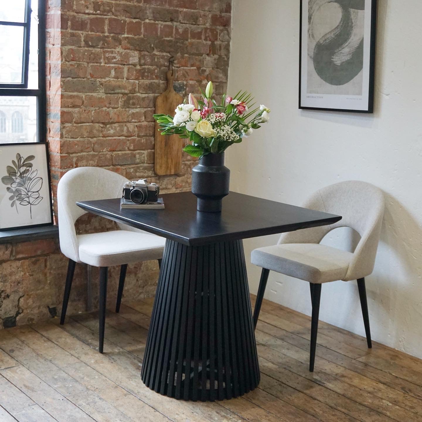 Remi Square Solid Mango Wood Dining Table Black (2 Sizes)