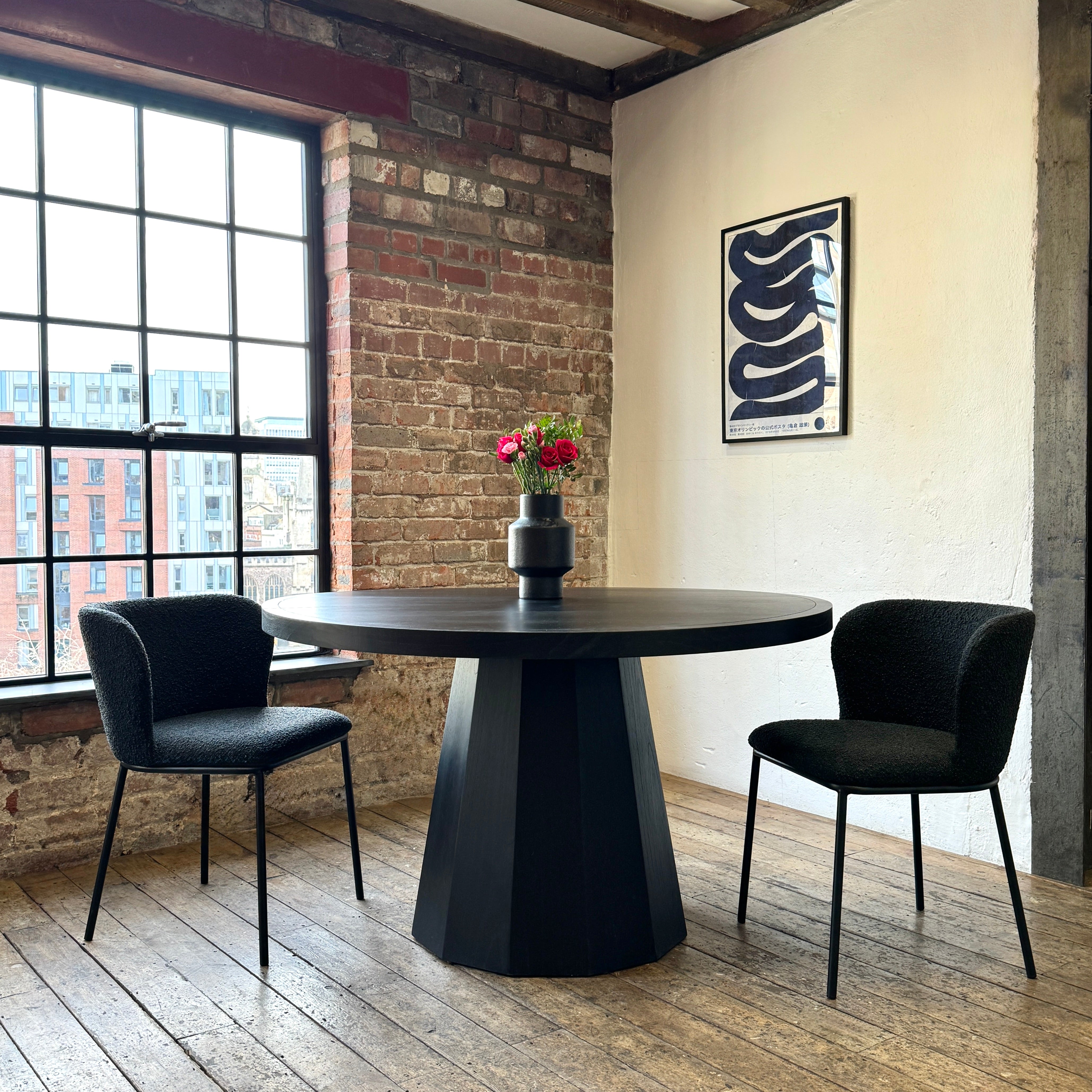 Prisma Round Solid Mindi Wood Dining Table Black (3 Sizes)