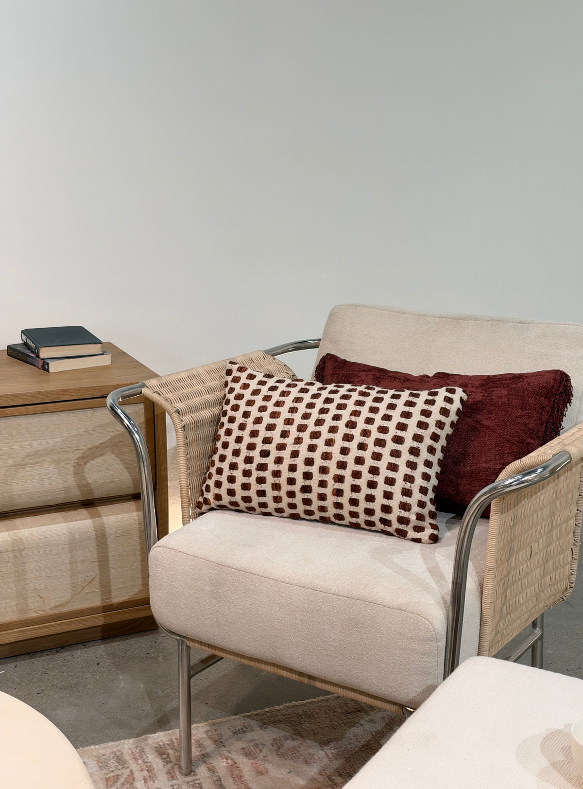 Buroka Cushion in Ivory and Amber 30 x 50cm