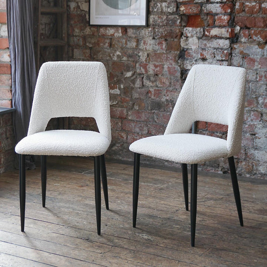 Nala Dining Chairs in Cream Boucle (2pk)