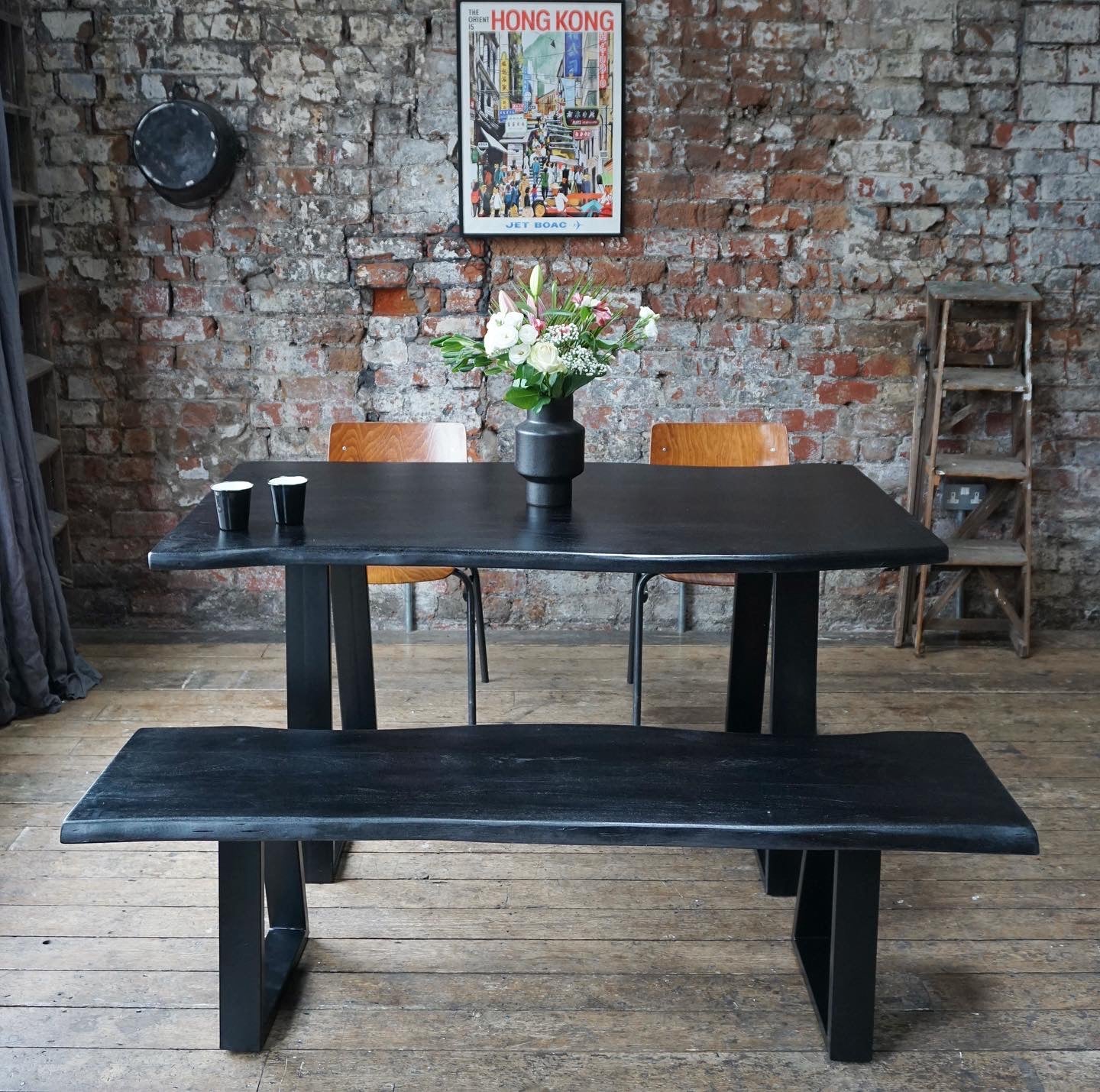 Indiana Dining Table and Bench Set (2 Colours and 2 Sizes)