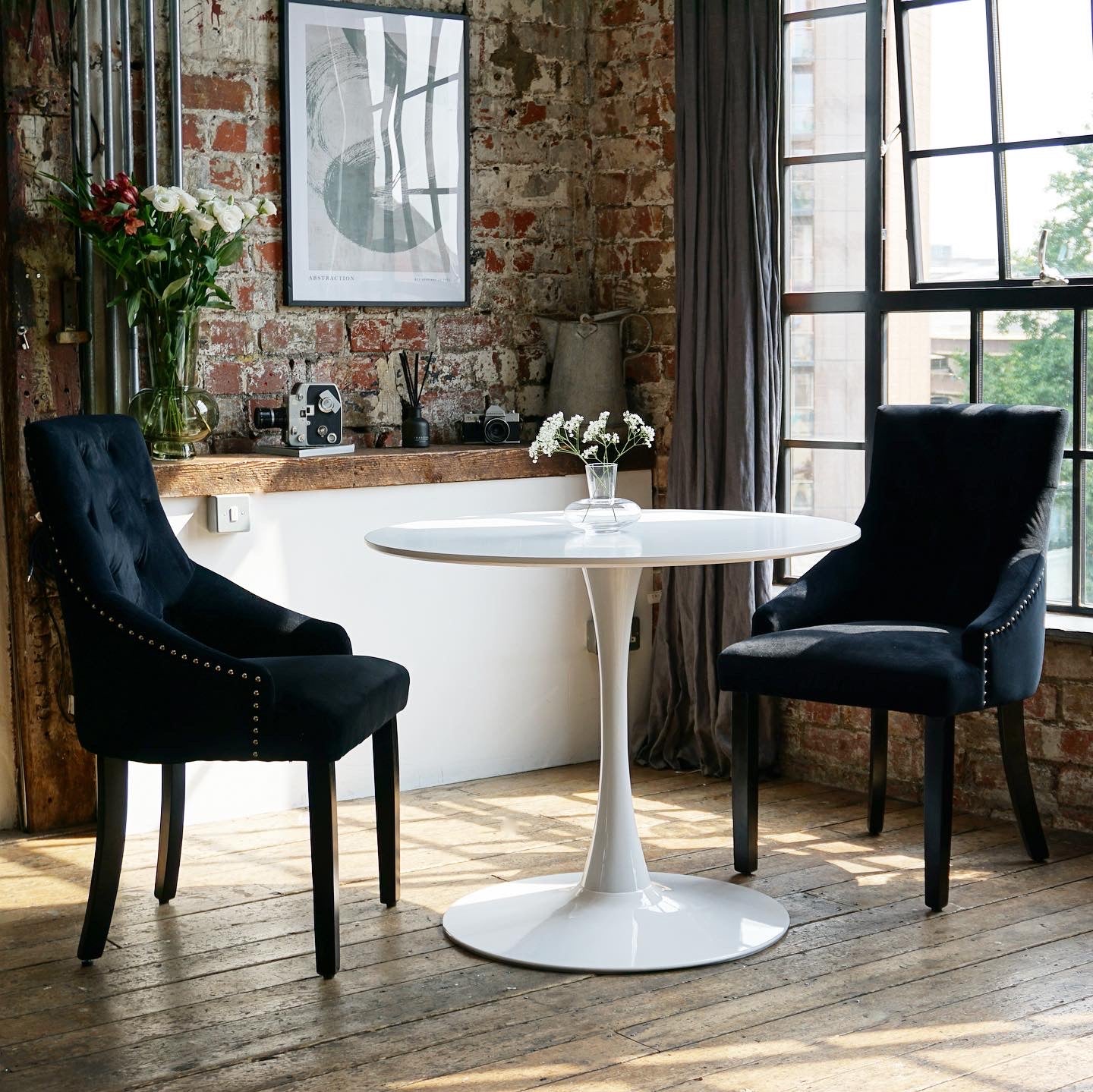 Bella Dining Set with 2 or 4 Portia Dining Chairs in Black