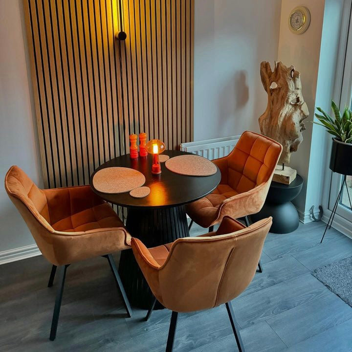 Remi Round Solid Mango Wood Dining Table Black (4 Sizes)