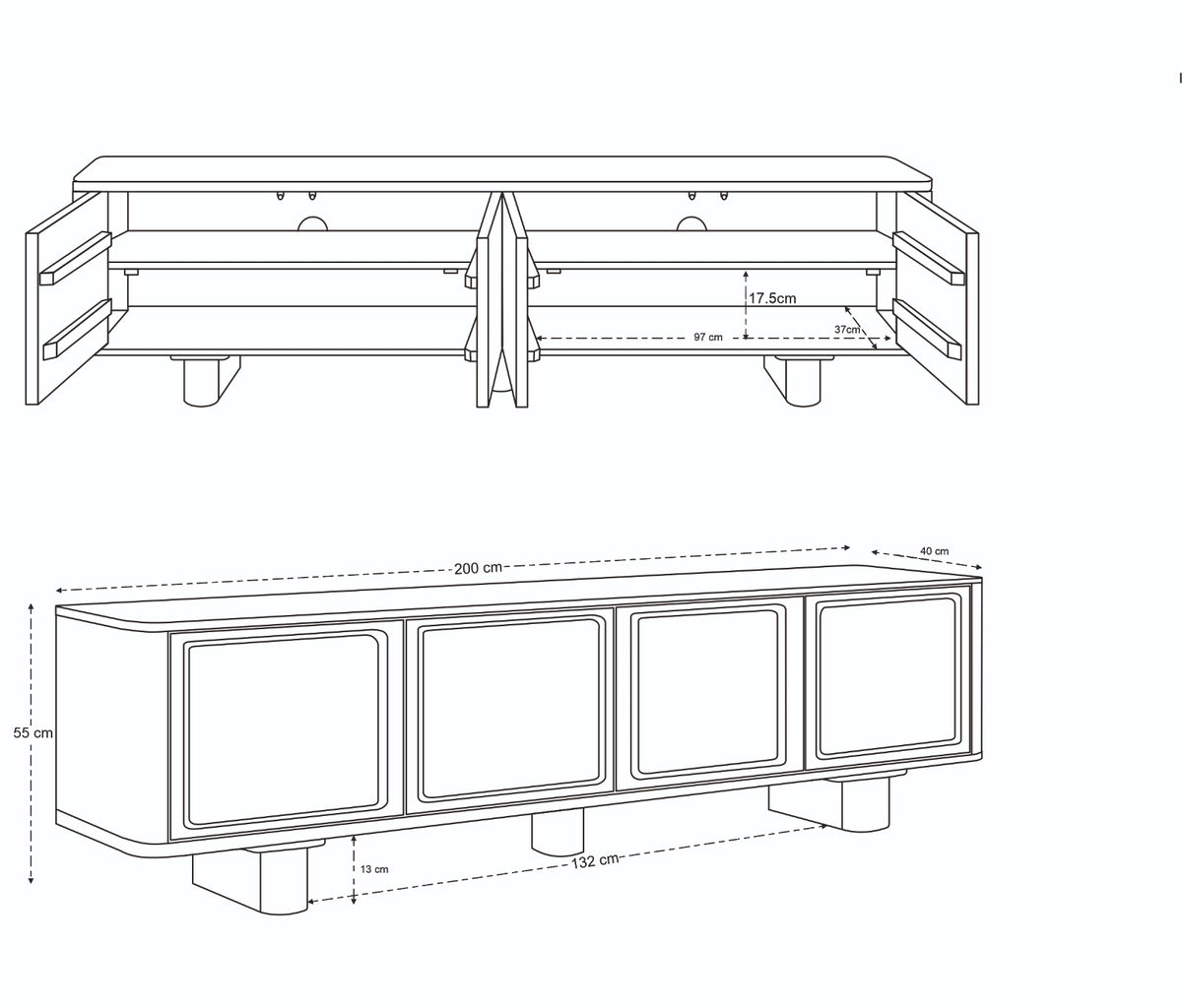 Isabella Solid Mango Wood Large TV Stand in Brown (200cm)