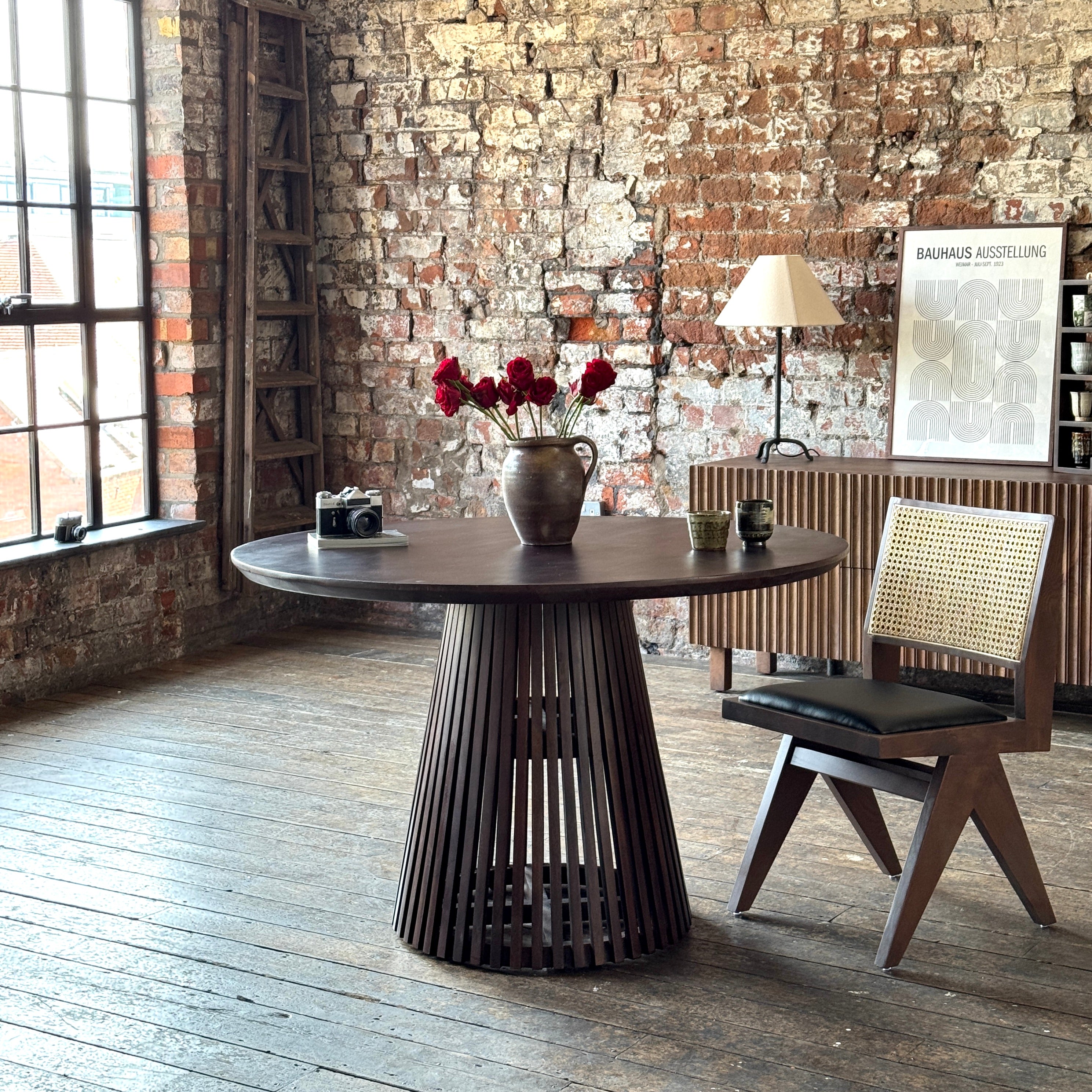 Remi Round Solid Mango Wood Dining Table Walnut (4 Sizes)