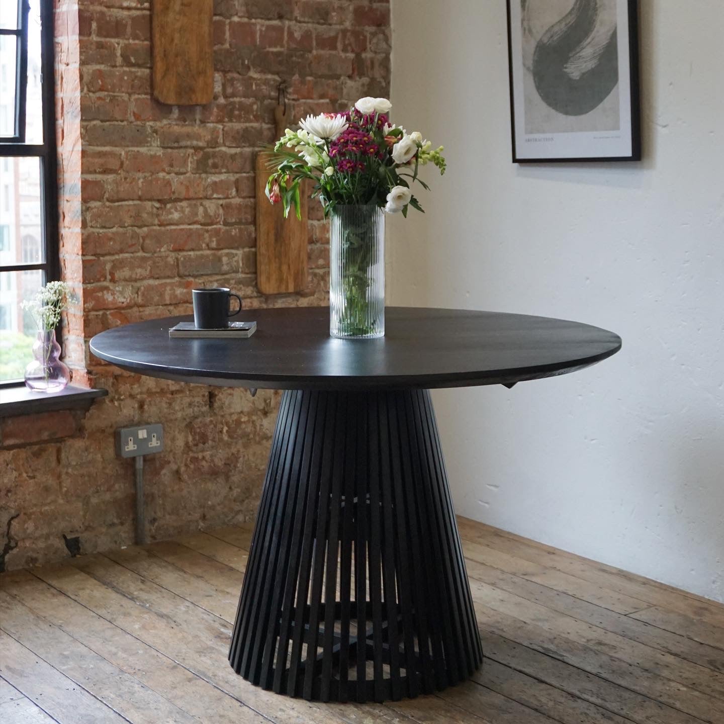 Remi Round Solid Mango Wood Dining Table Black (4 Sizes)