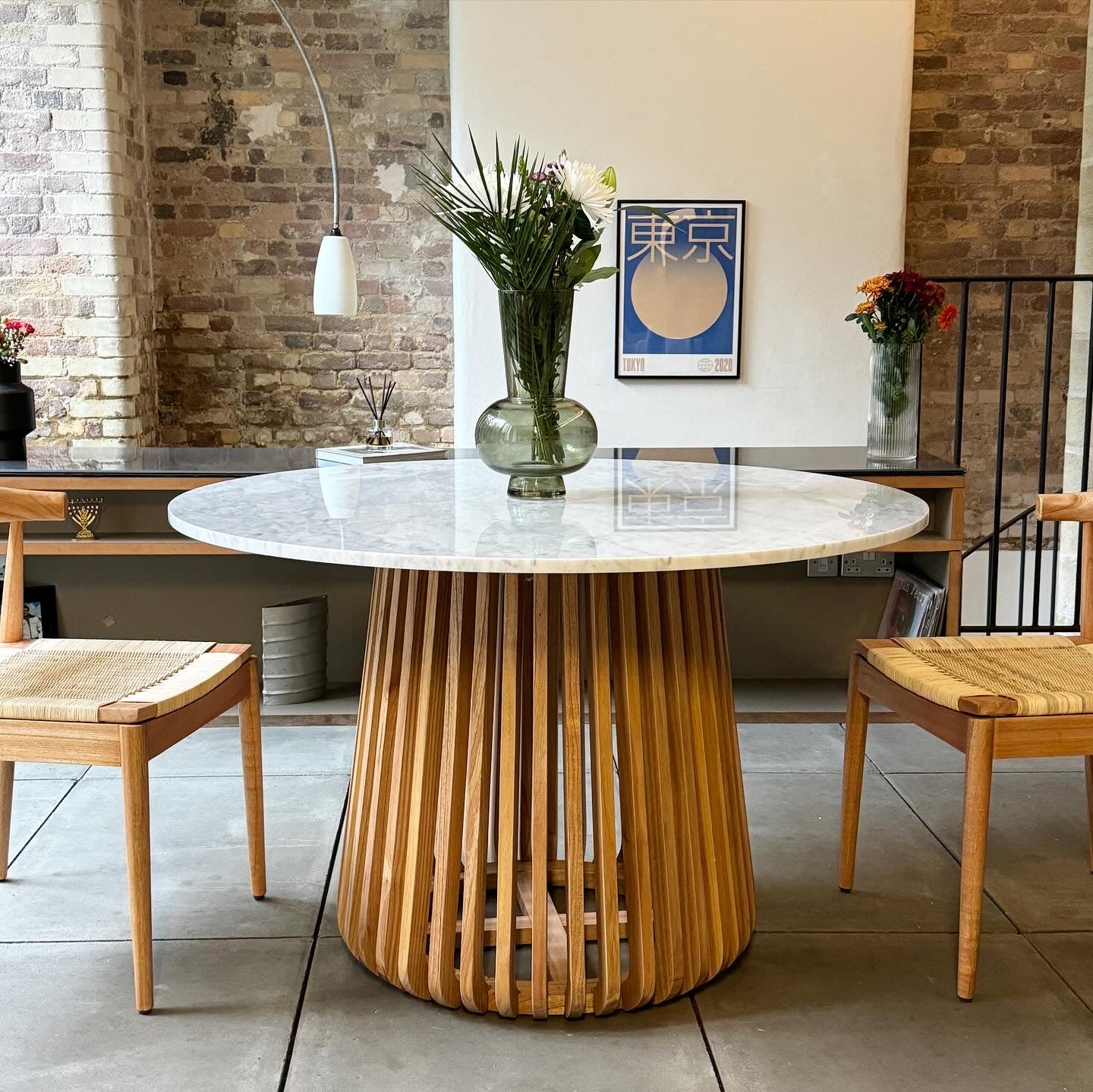 Nakula Round Solid Marble & Mango Wood Dining Table Natural (3 Sizes)