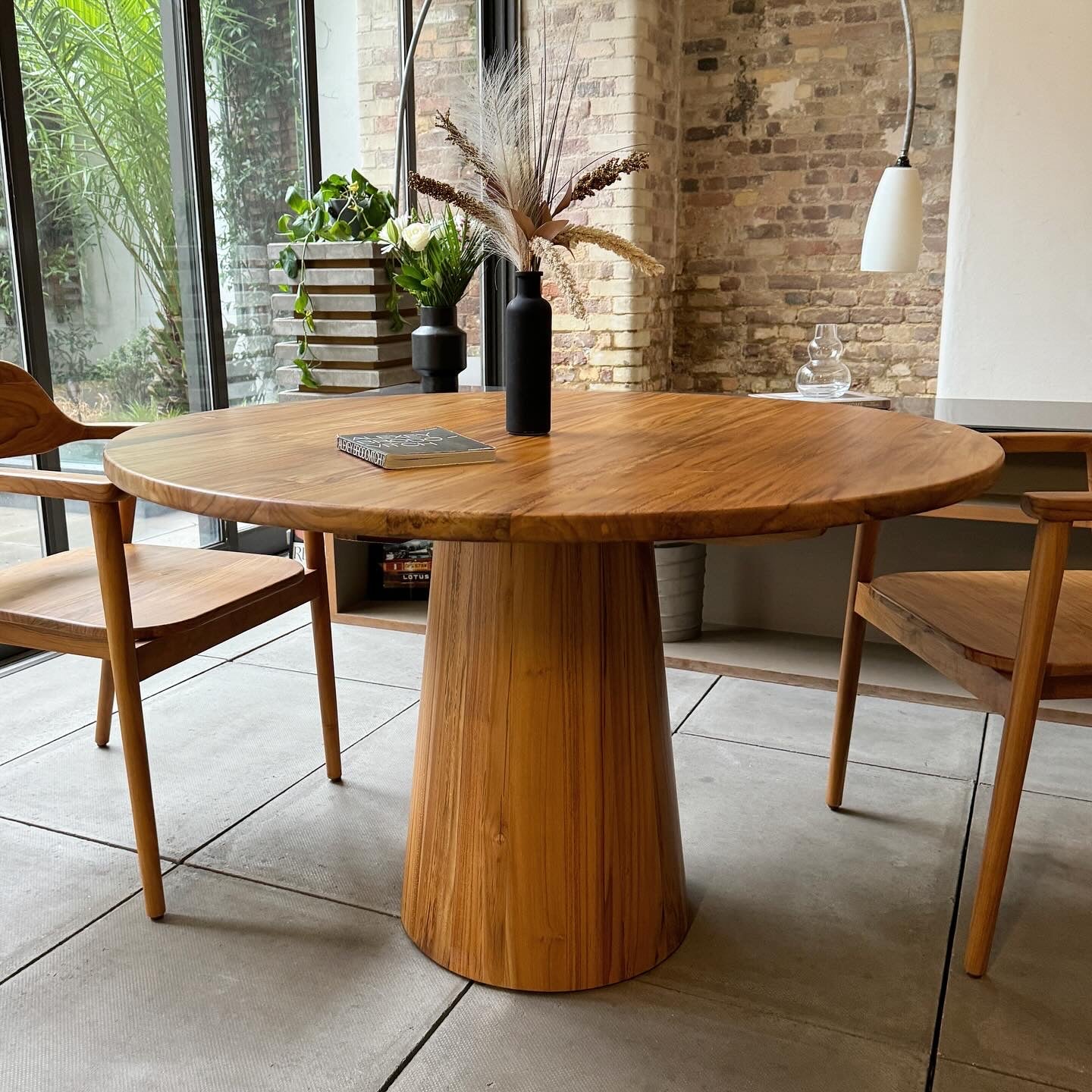 Bronx Round Solid Teak Dining Table Natural (3 Sizes)