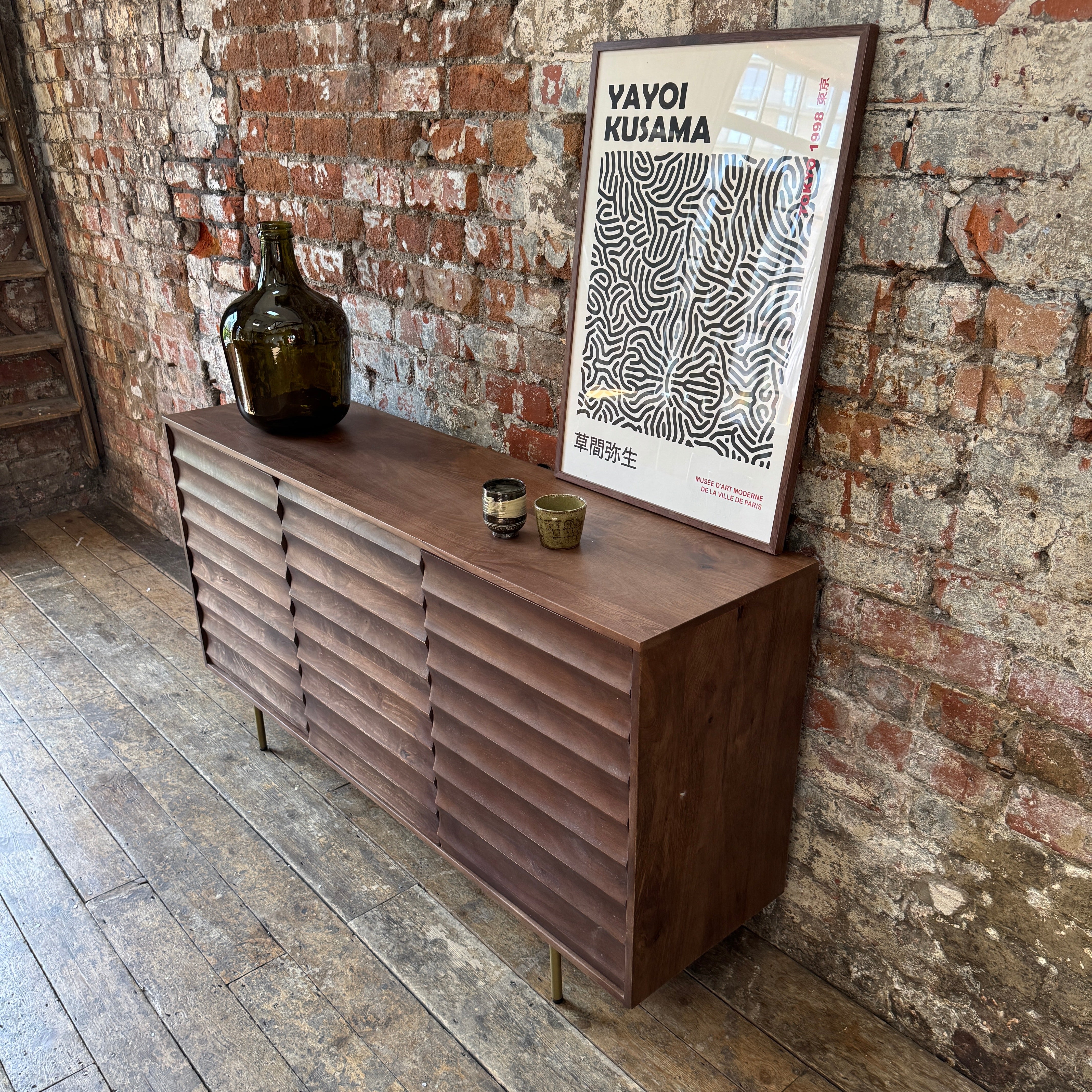 Daria Solid Mango Wood Large 3 Door Sideboard Walnut