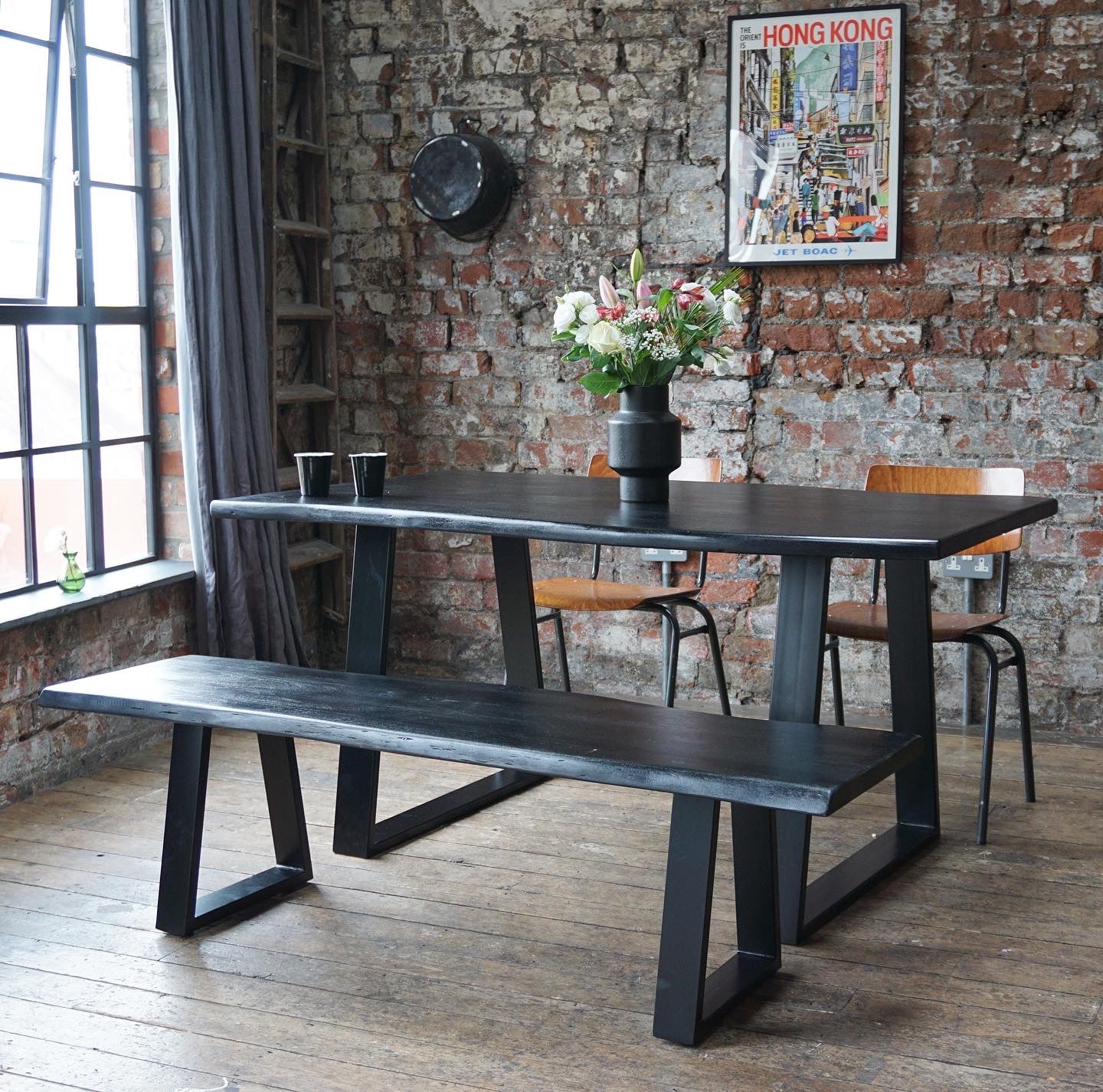 Indiana Dining Table and Bench Set (2 Colours and 2 Sizes)