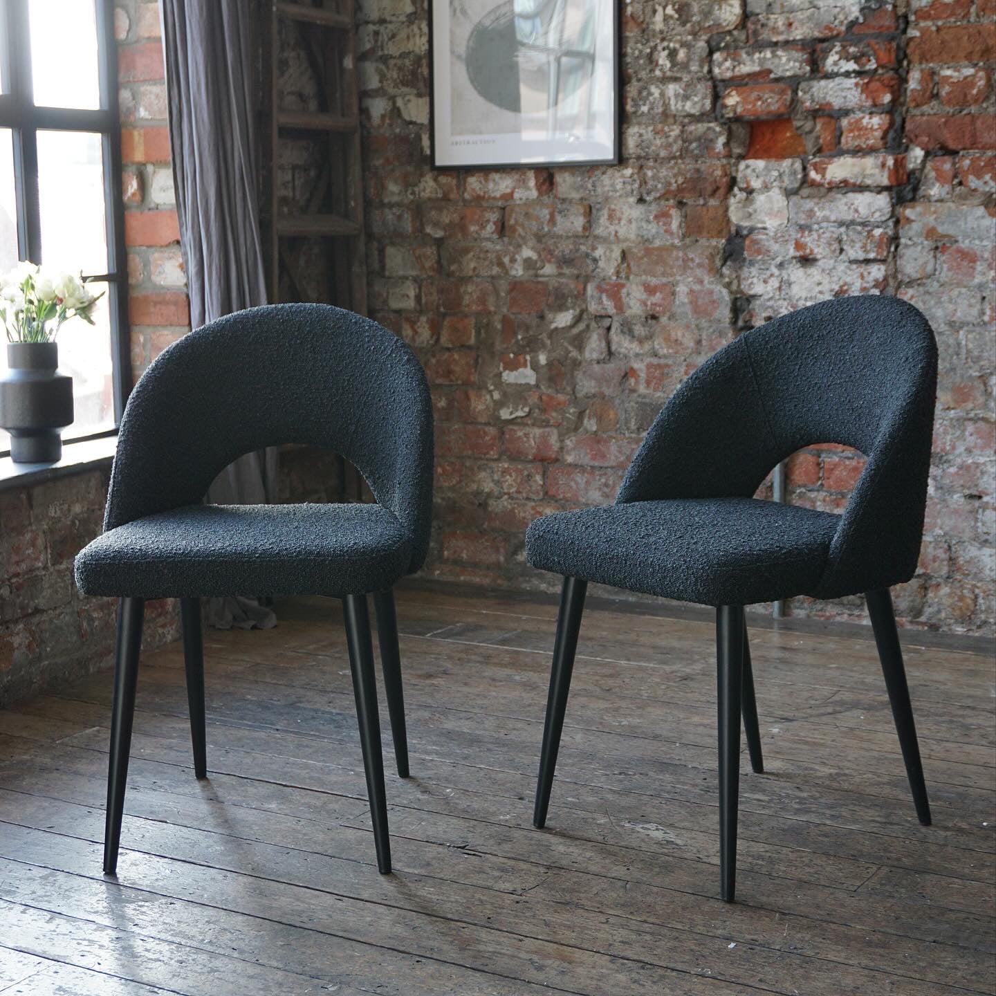 Bella Dining Chairs in Black Boucle (2pk)