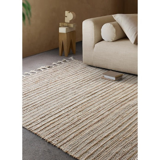 Acapulco Handwoven Flat Weave Jute & Wool Rug in Ivory & Natural (2 Sizes)