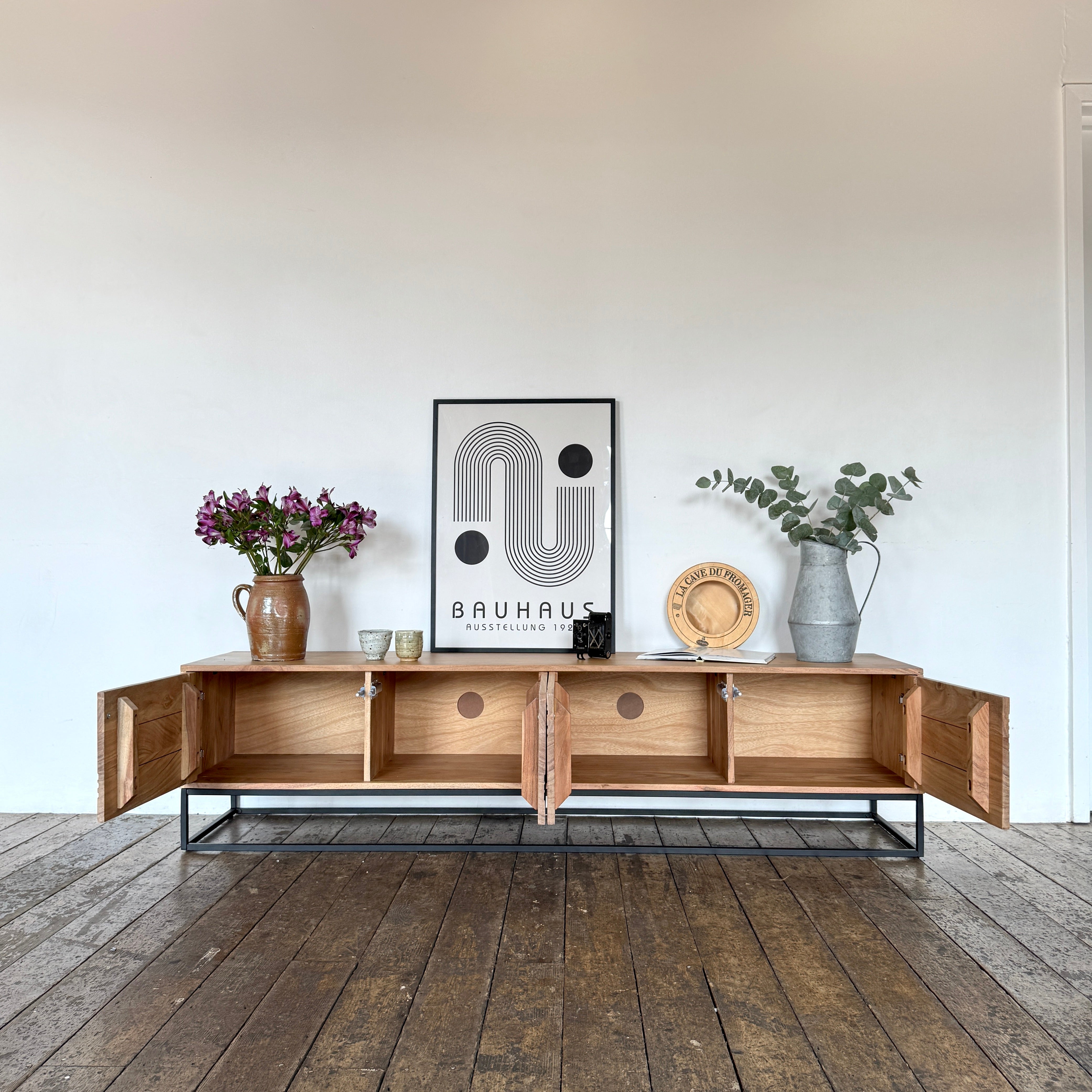 Pablo Solid Acacia Wood Large 4 Door TV Stand (180cm)