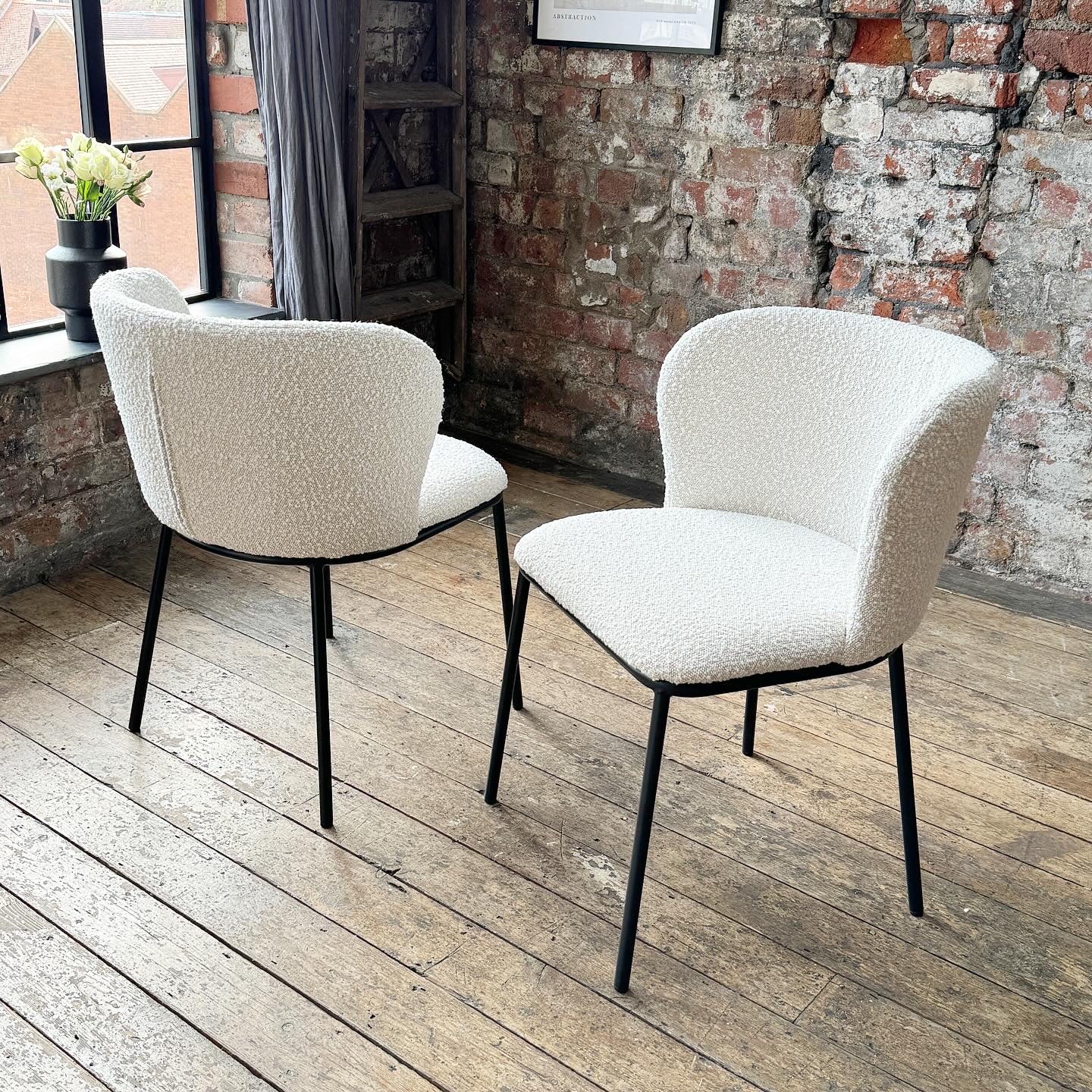 Mila Dining Chairs in Cream Boucle (2pk)