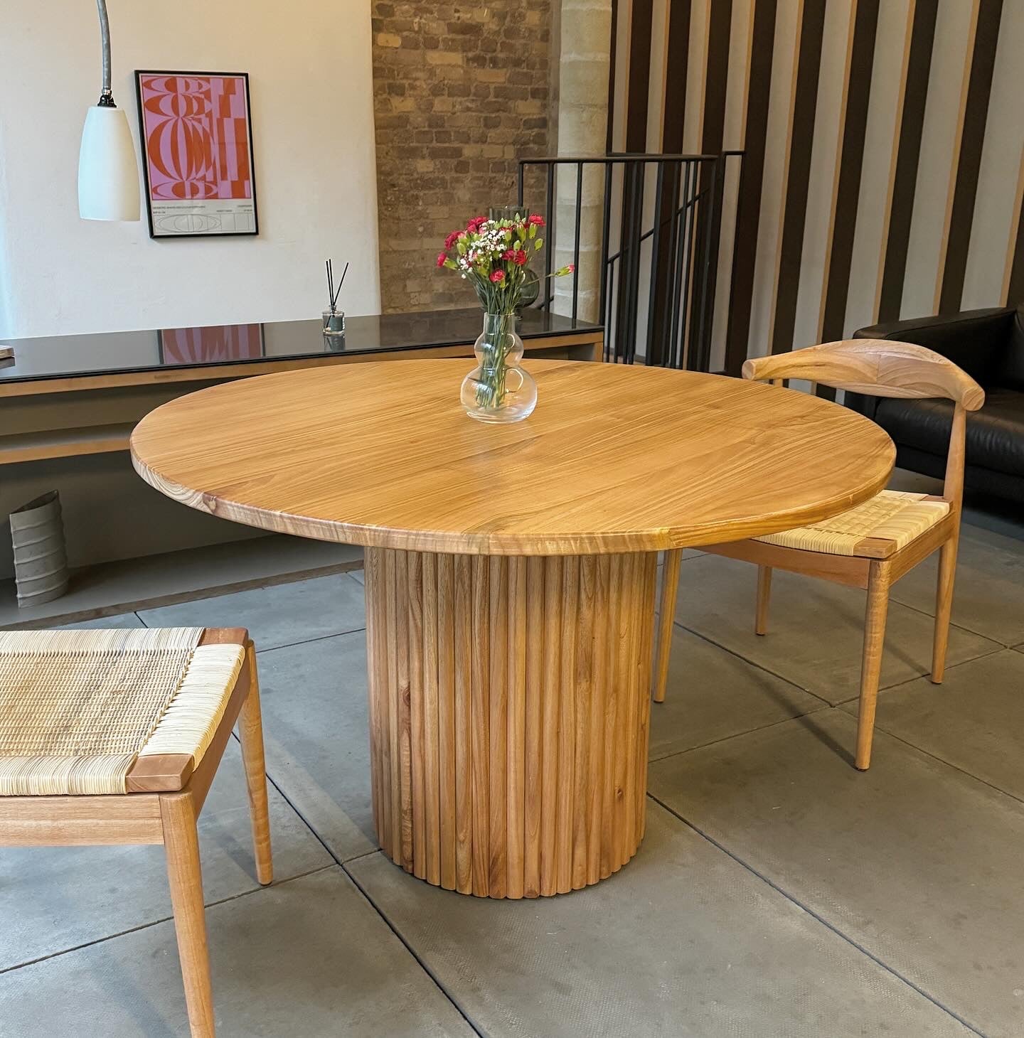 Cruz Round Solid Mindi Wood Dining Table Natural (2 Sizes)