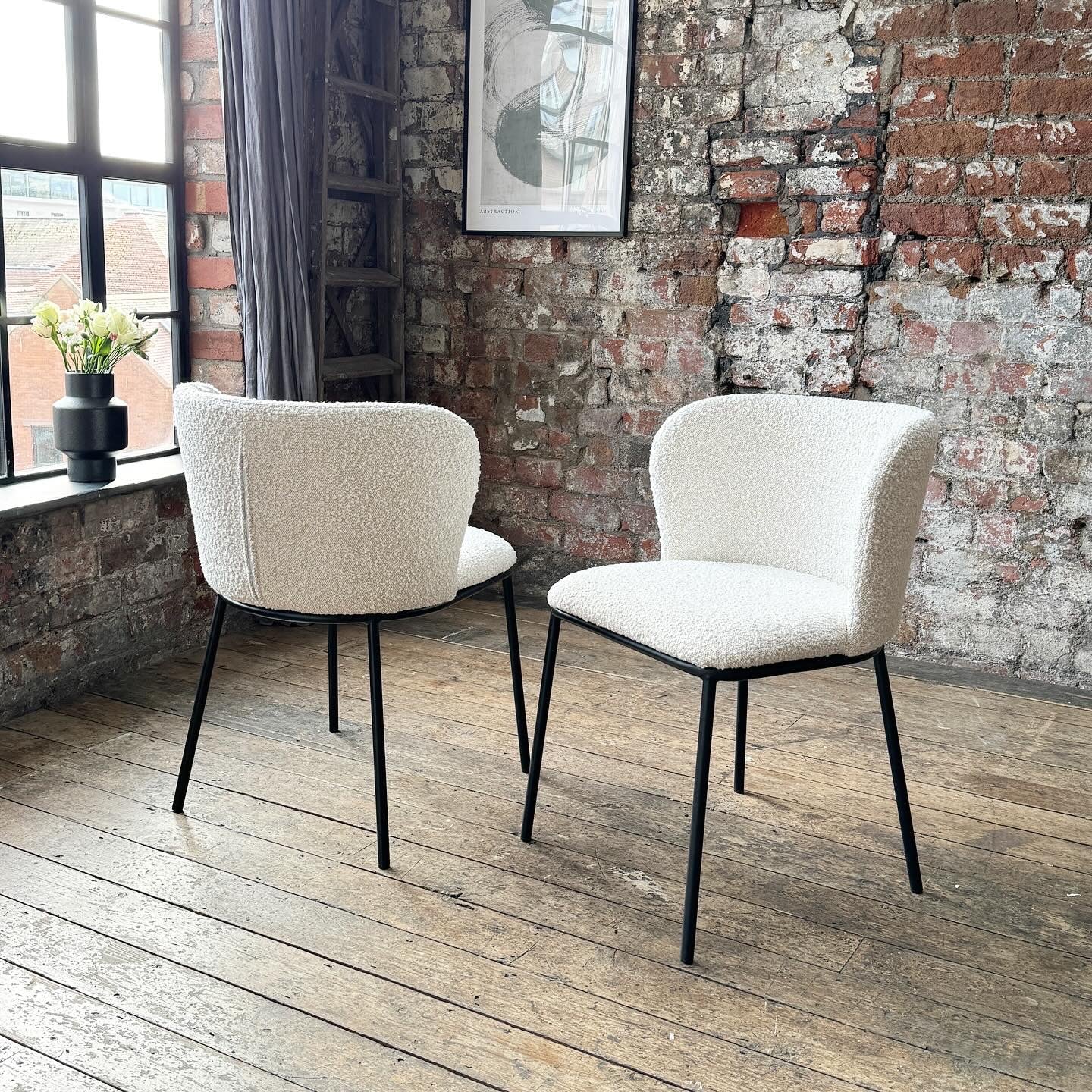 Mila Dining Chairs in Cream Boucle (2pk)