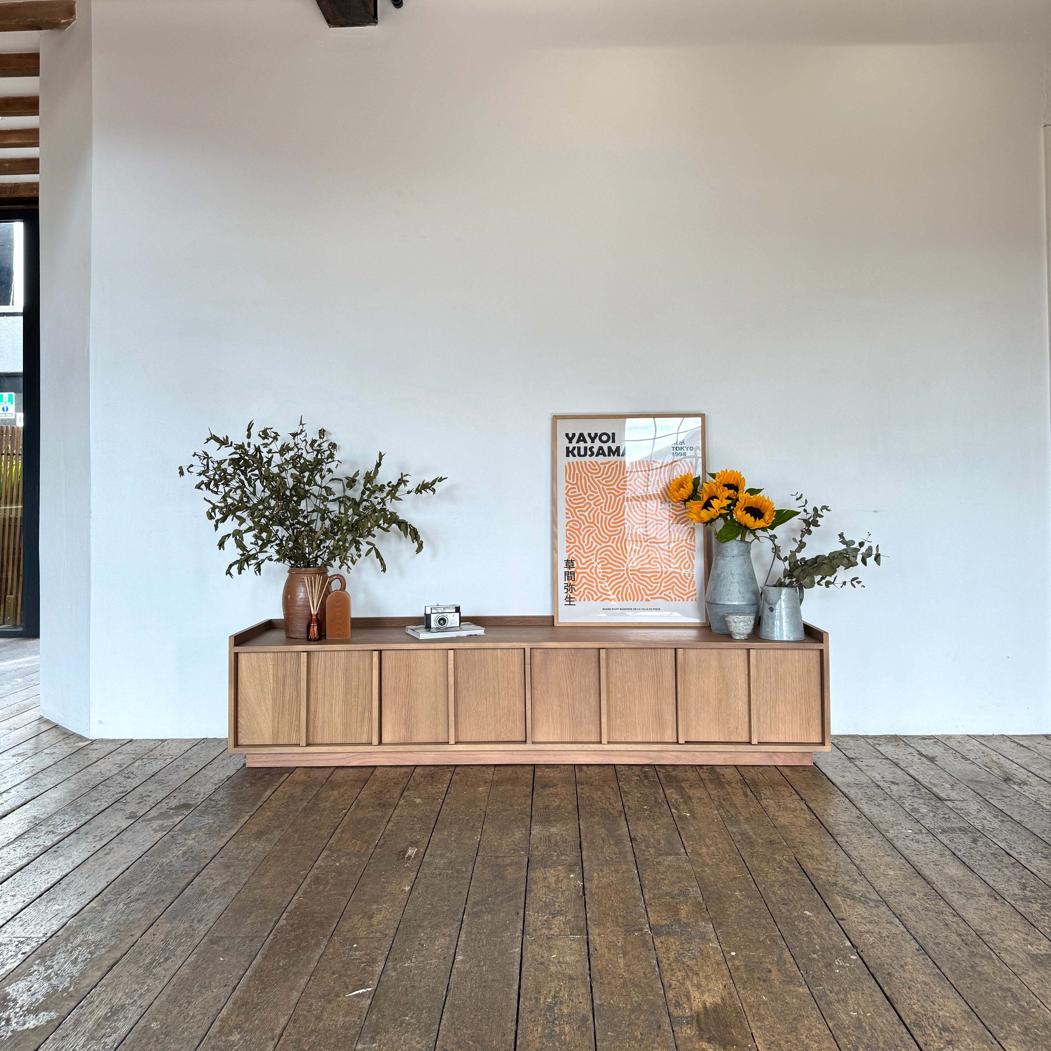 Kyoto Large 4 Door TV Stand in Natural Smoked Oak (180cm)