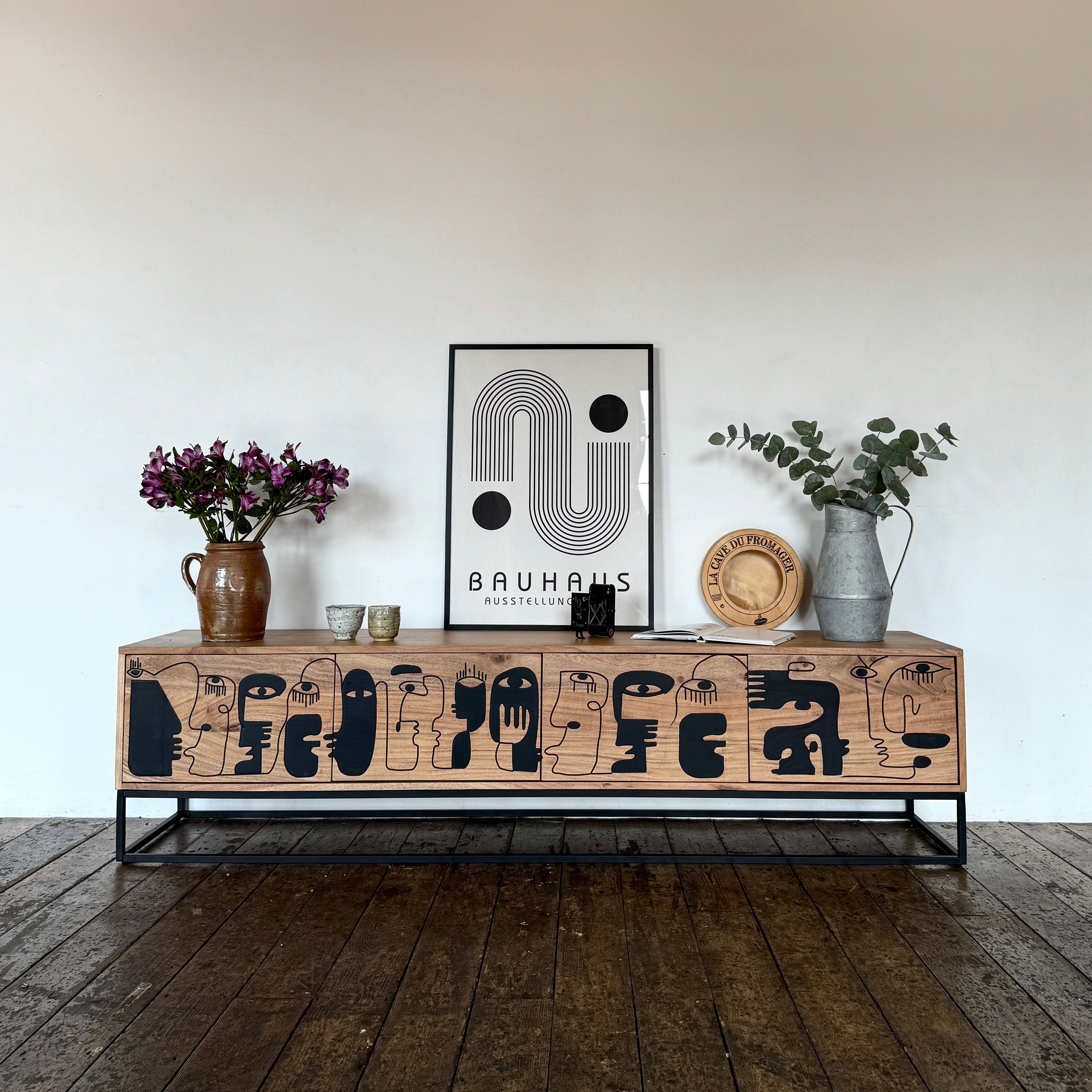 Pablo Solid Acacia Wood Large 4 Door TV Stand (180cm)