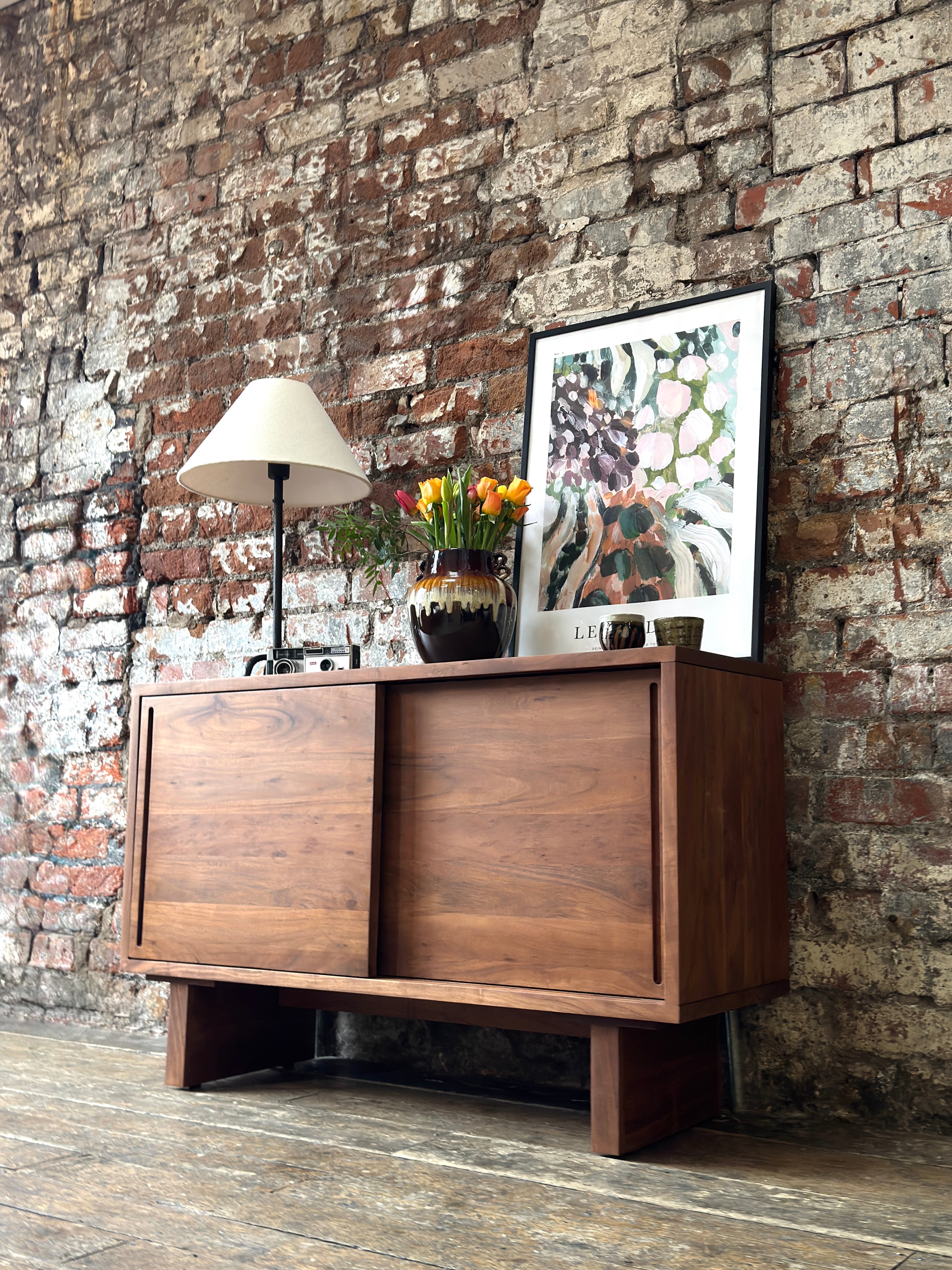 Kanso Solid Acacia Wood 2 Door Sideboard Honey Brown