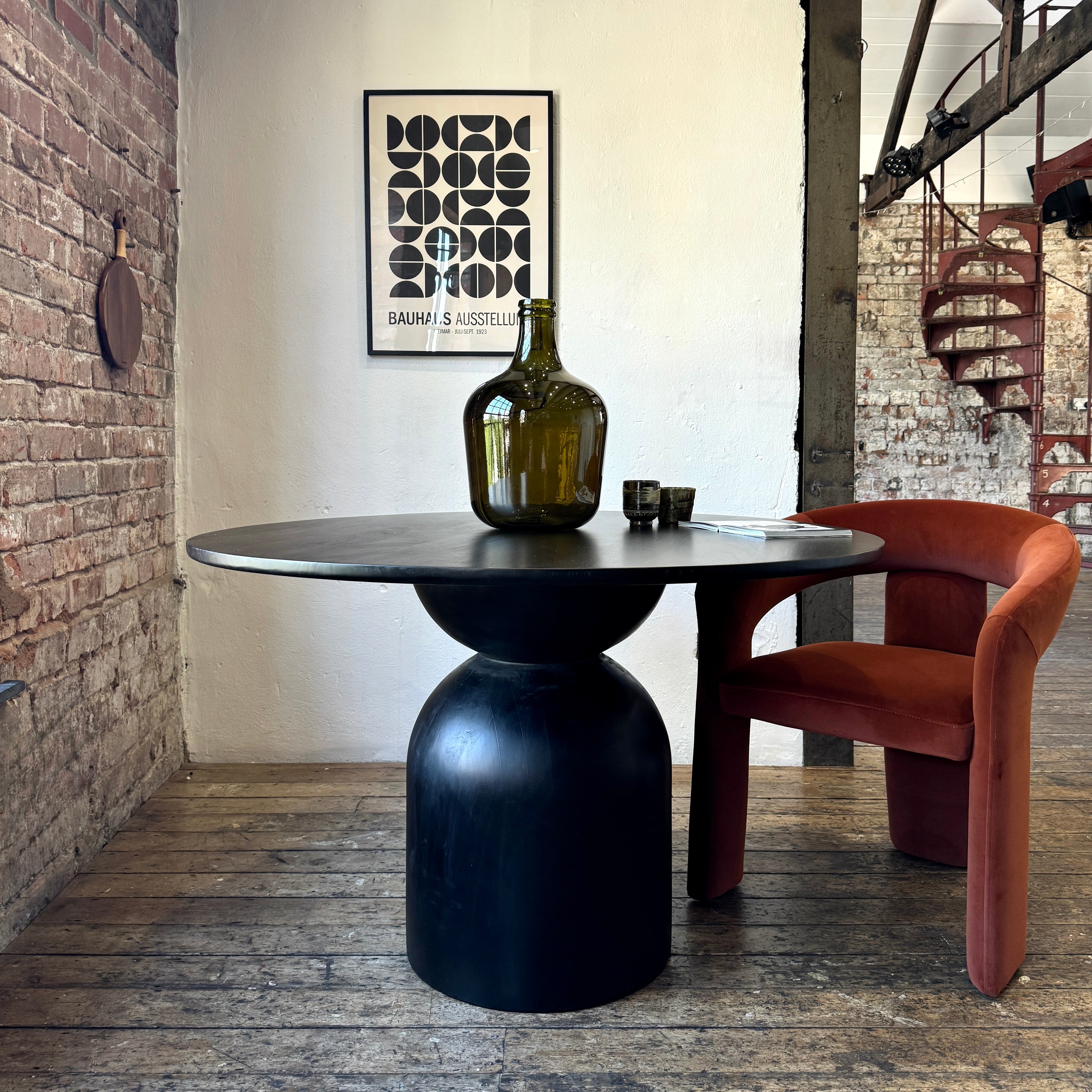 Cora Round Solid Mango Wood Dining Table in Black (2 Sizes)