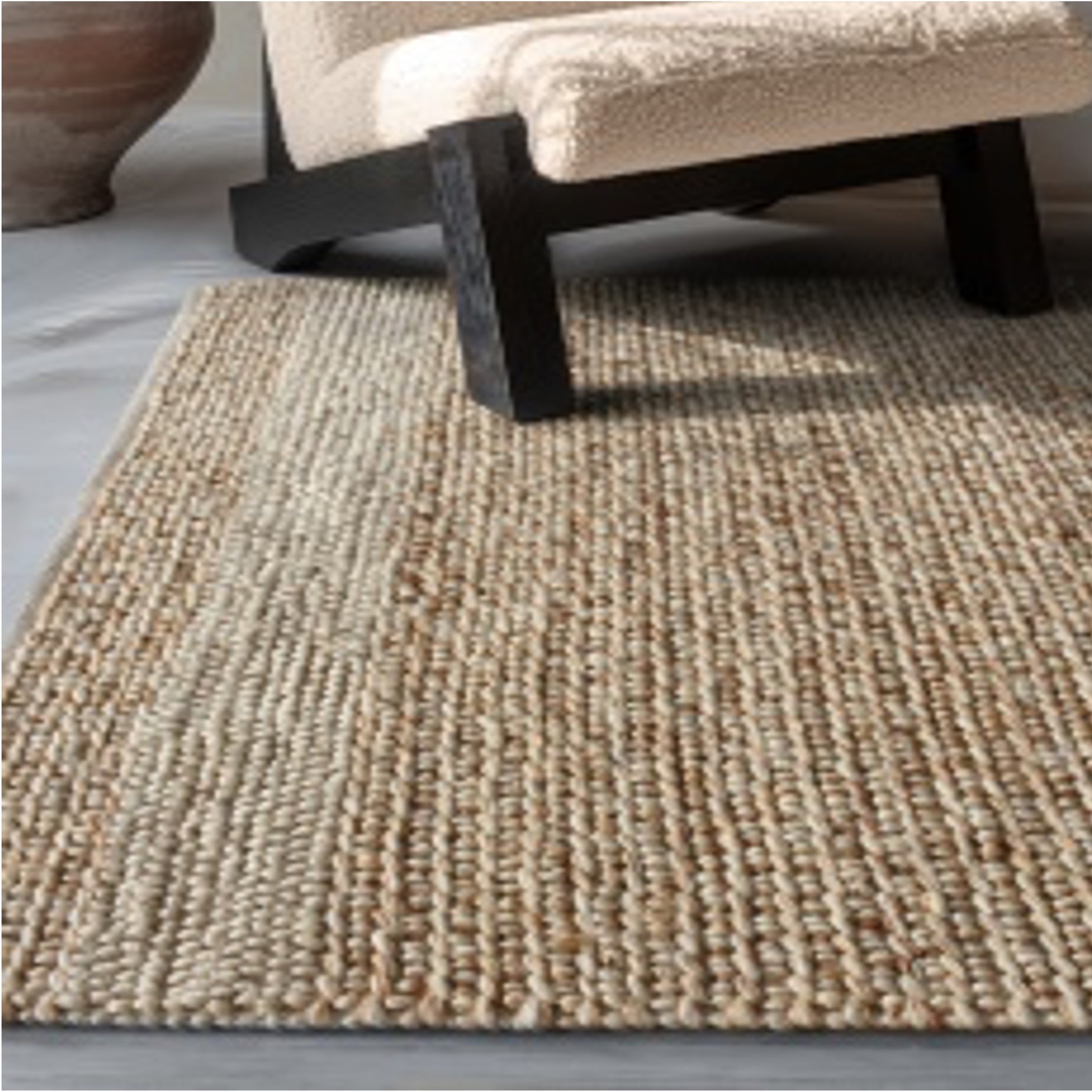 Brisonne Handwoven Punja Kelim Jute, Wool & Cotton Rug in Ivory & Natural (2 Sizes)