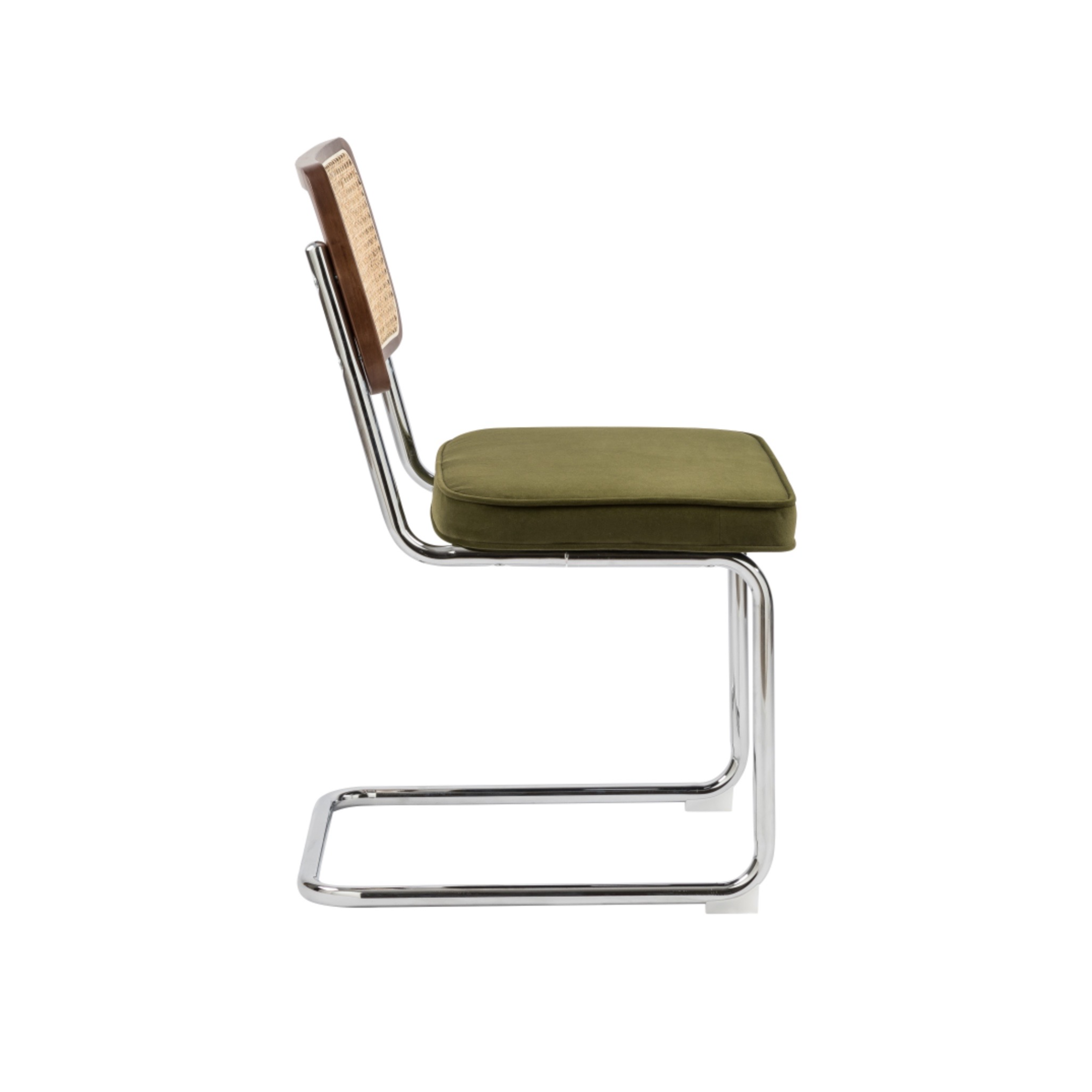 Brooklyn Rattan Chair Olive Green with Walnut Frame (2pk)