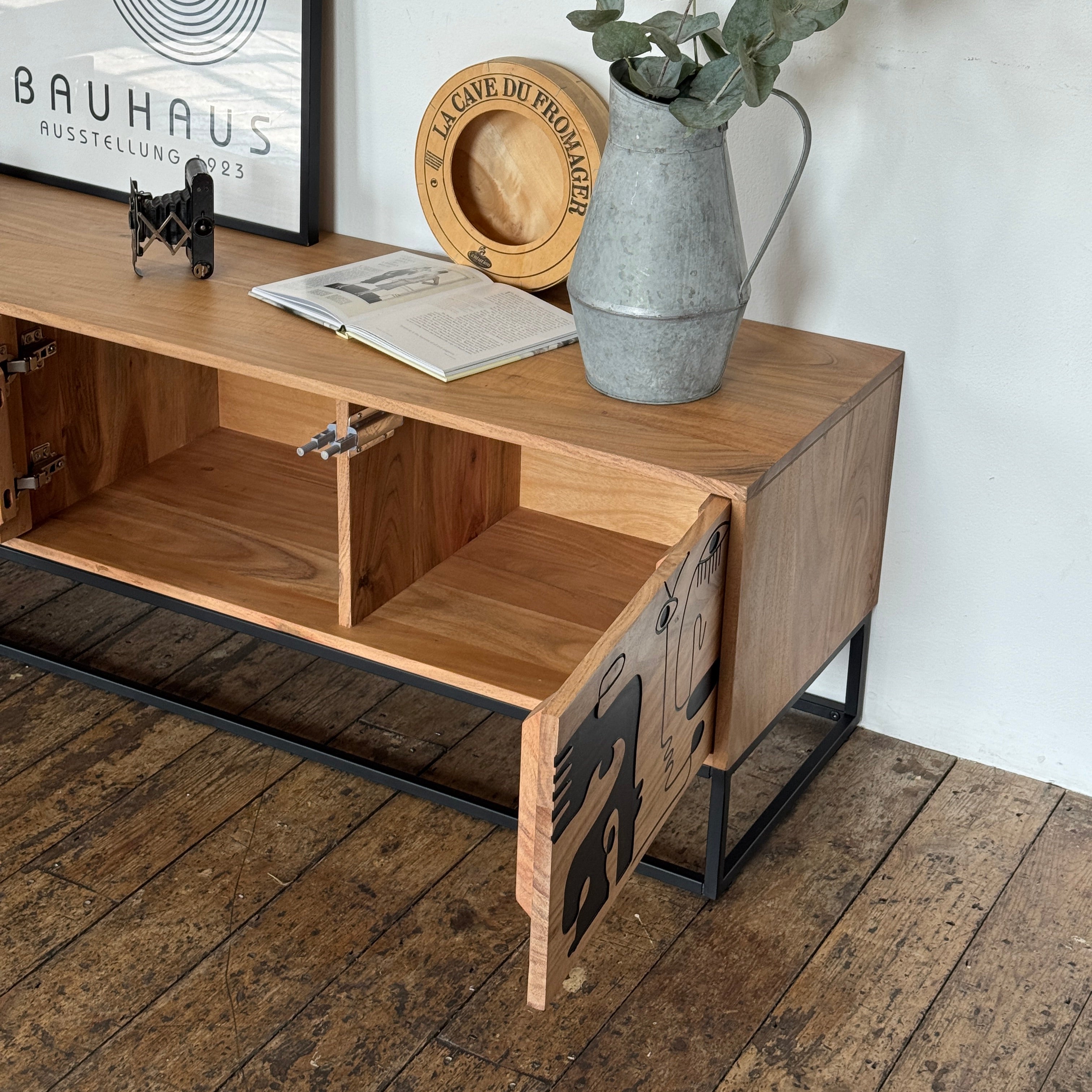 Pablo Solid Acacia Wood Large 4 Door TV Stand (180cm)