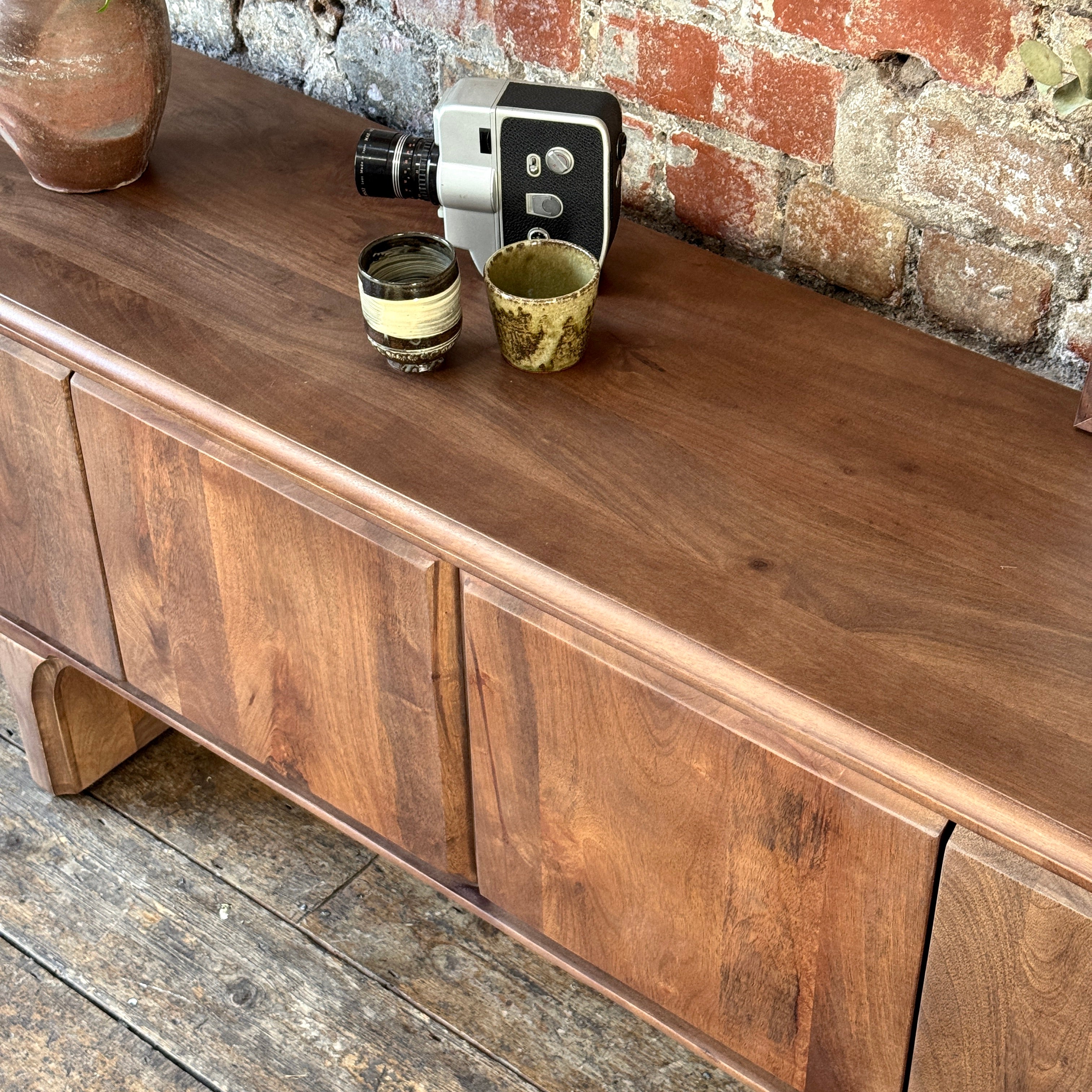 Milo Solid Mango Wood 4 Door TV Unit in Walnut (2 Sizes)