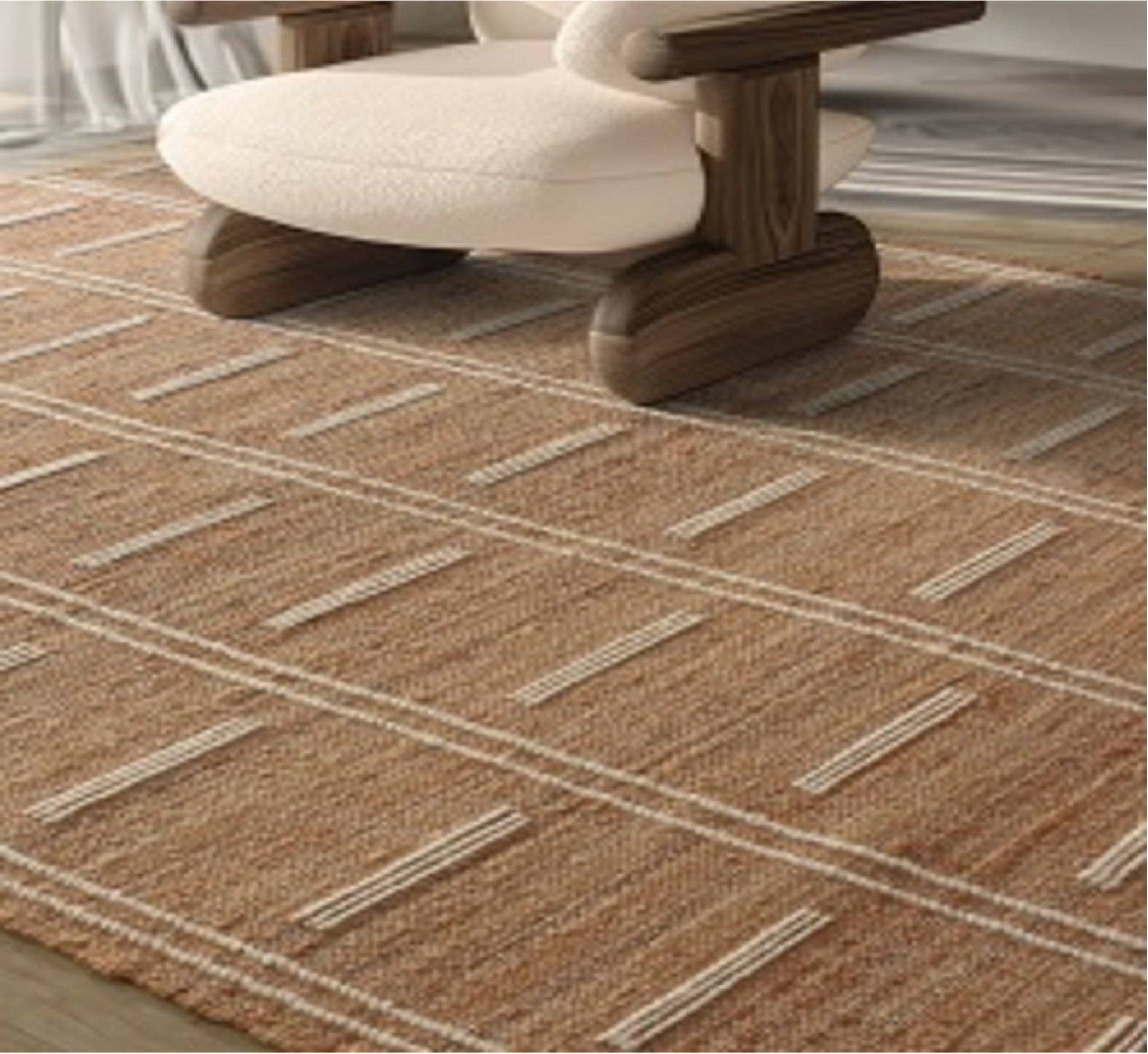 Callahano Handwoven Flat Weave Jute & Wool Rug in Natural & Ivory (2 Sizes)