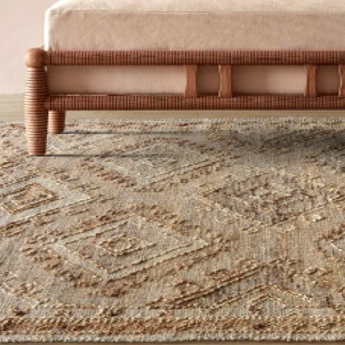 Carsson Handwoven Flat Weave Punja Kelim Jute & Wool Rug in Natural & Brown (2 Sizes)